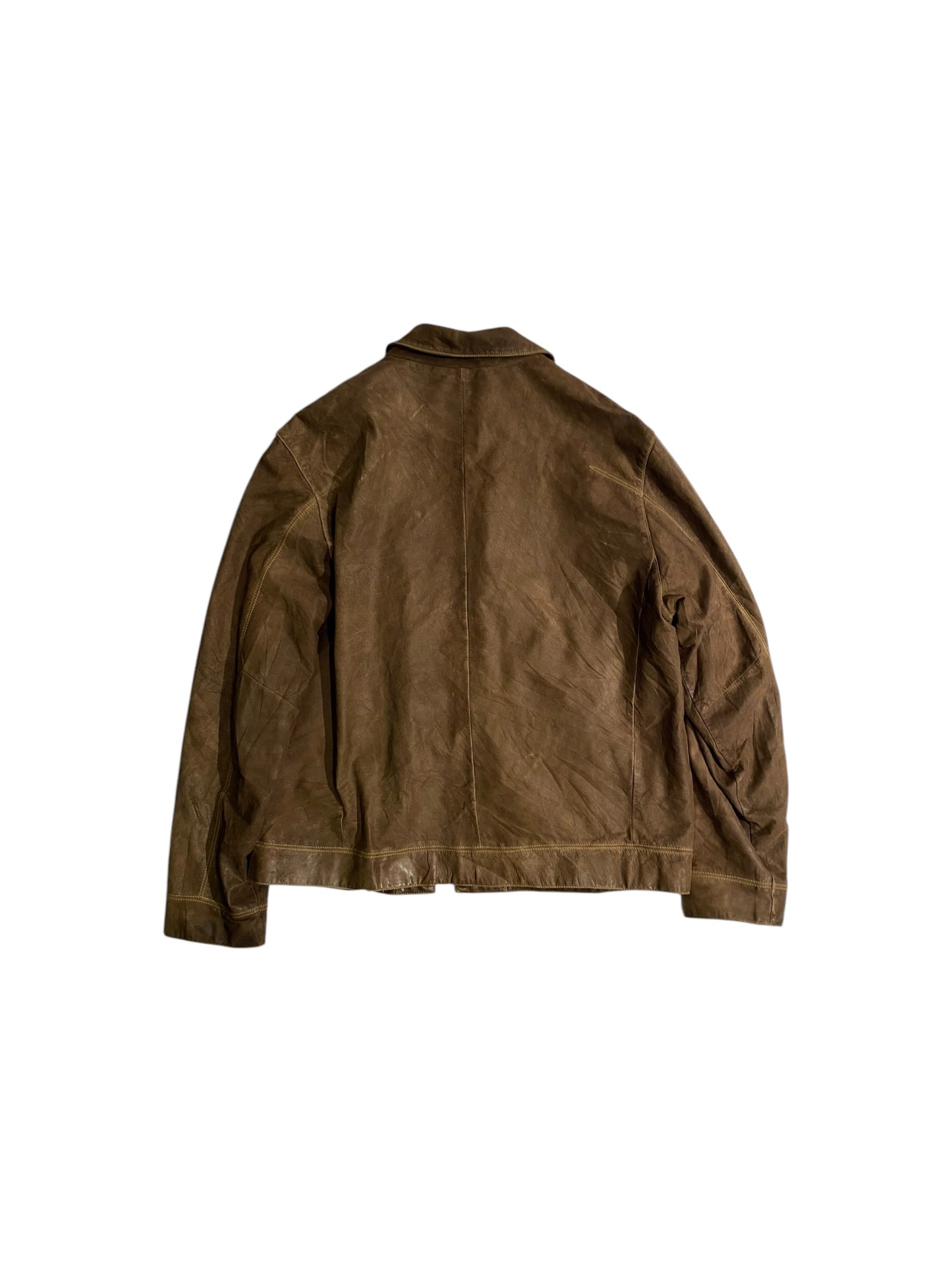 Offset leather jacket