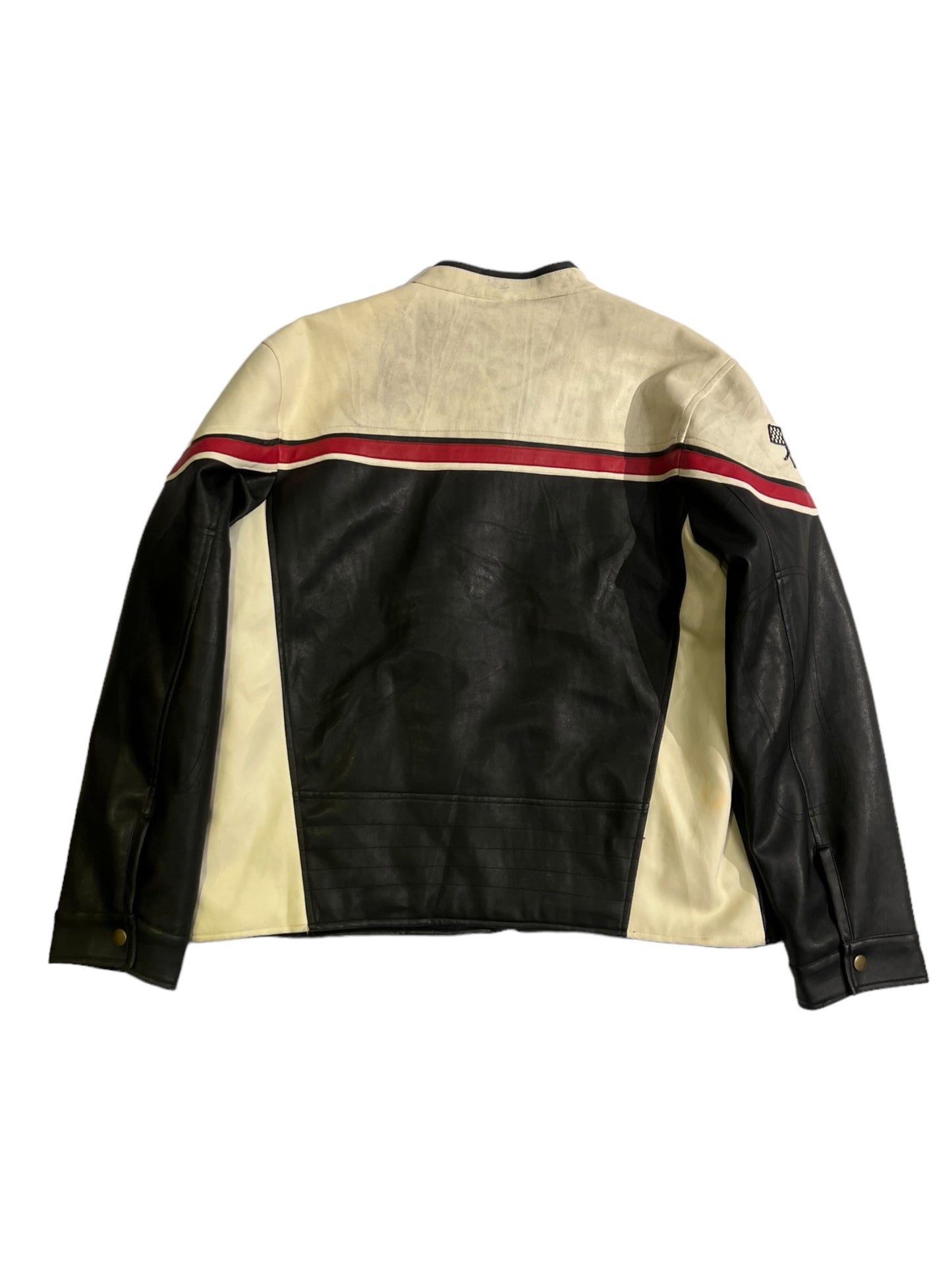 Rally moto leather racing jacket