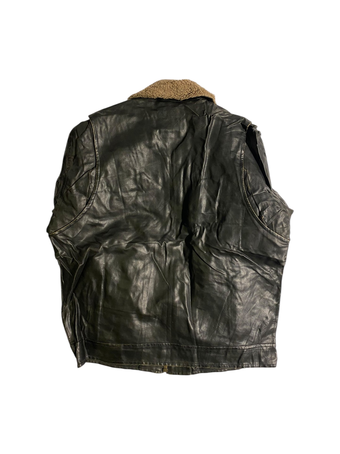 Aeropostale fur lined heavy leather jacket