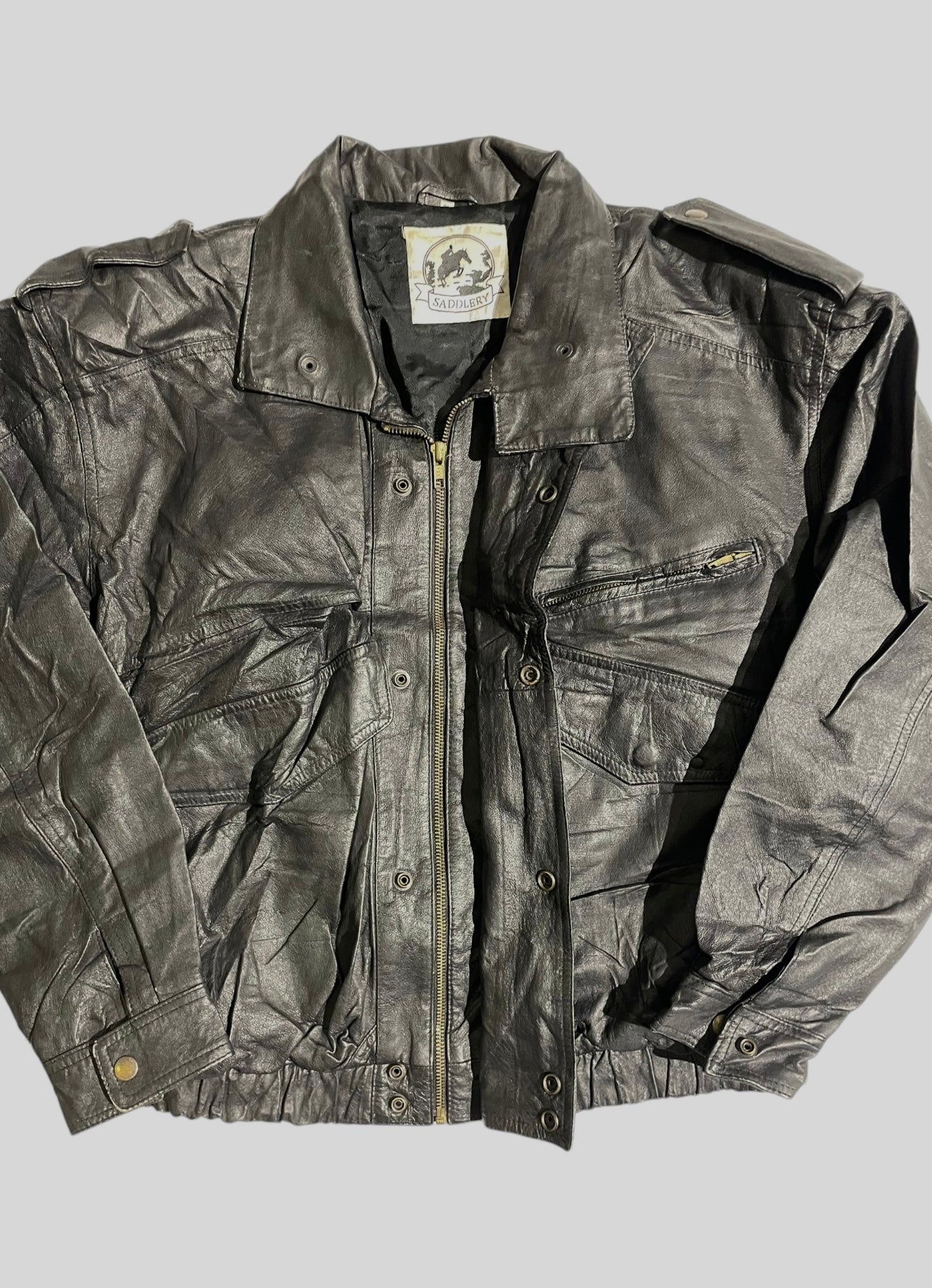 Saddlery heavy leather jacket