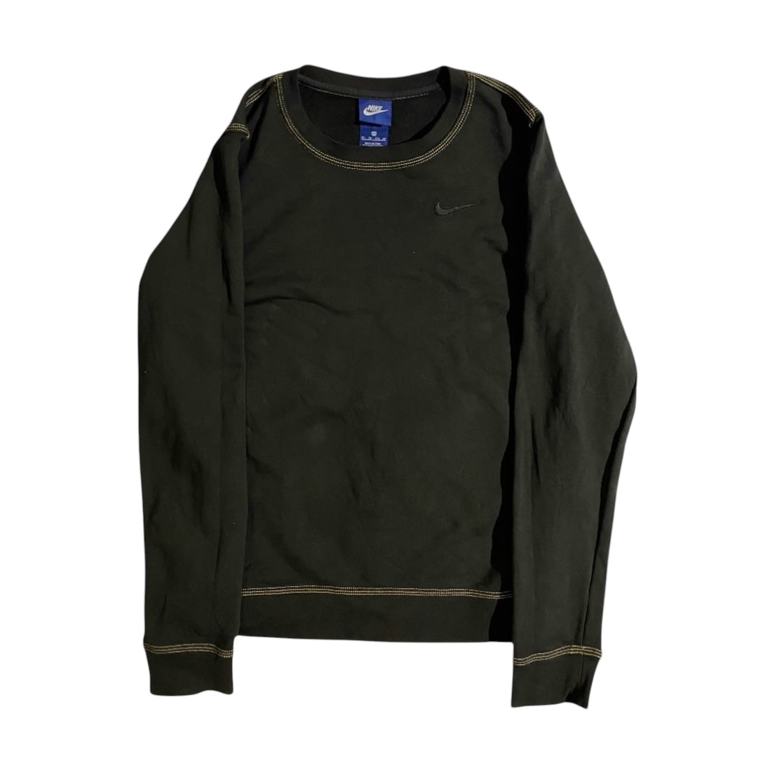 Nike black crewneck with yellow stitching