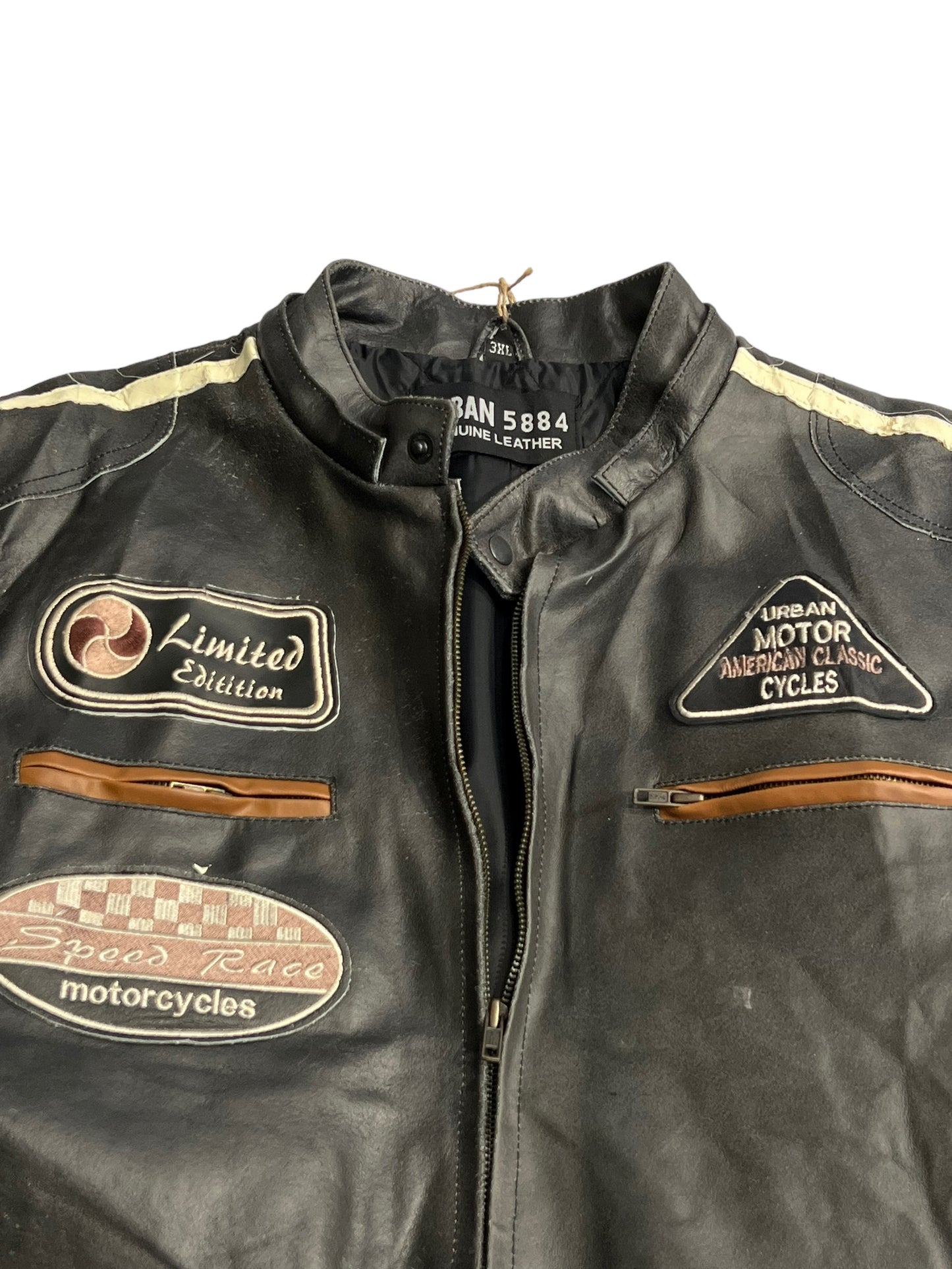 Urban 5884 motor leather racing jacket