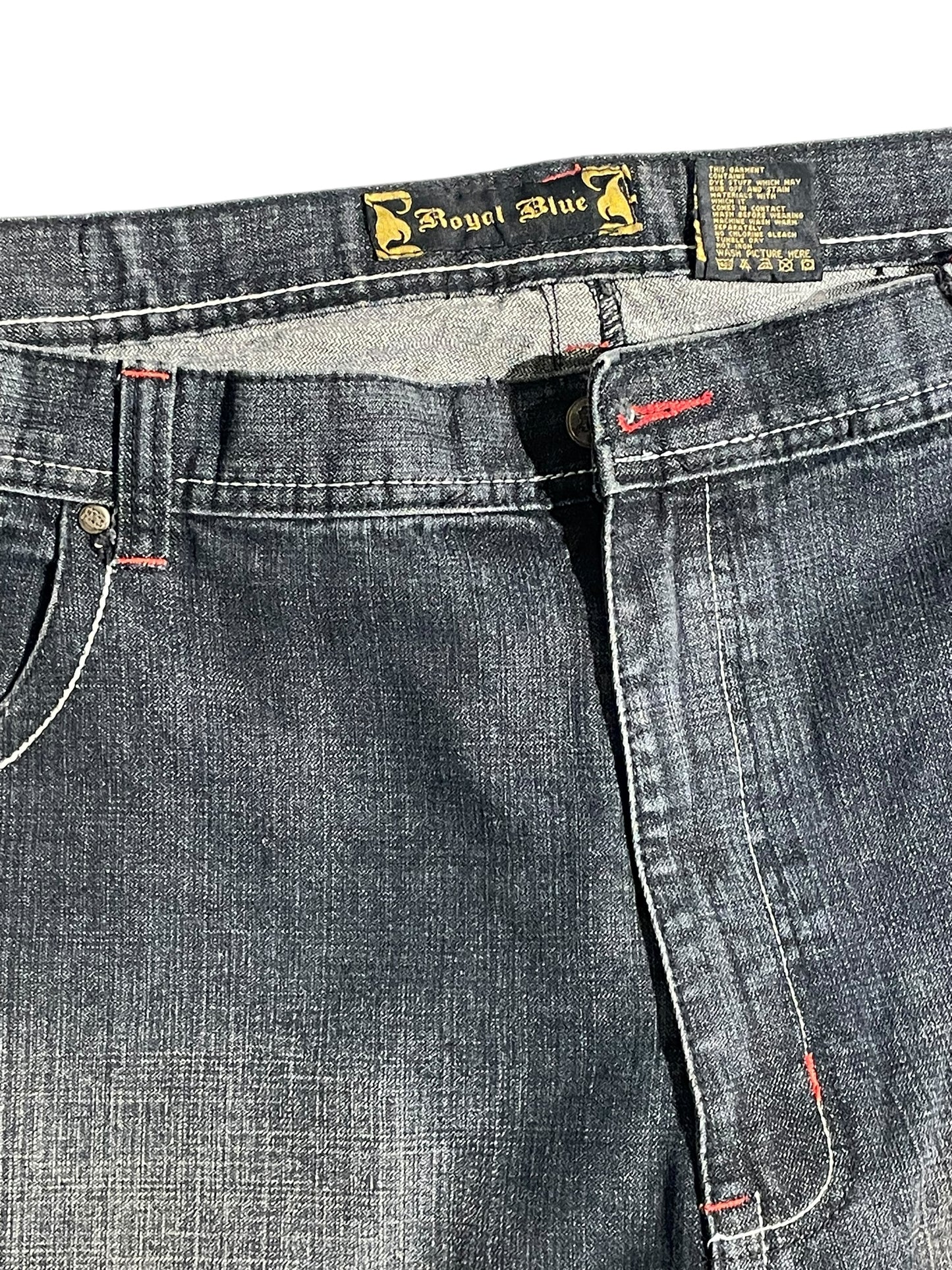 Royal blue washed baggy jeans