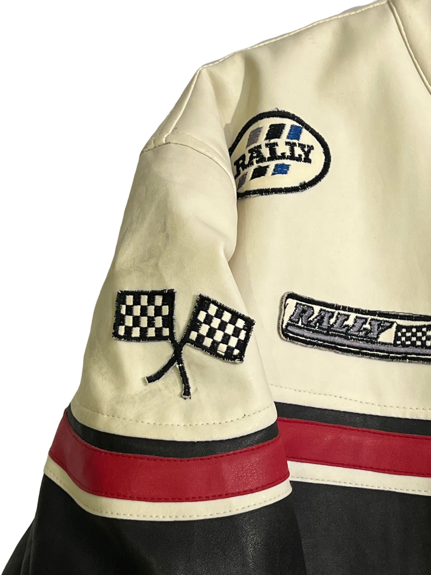 Rally moto leather racing jacket