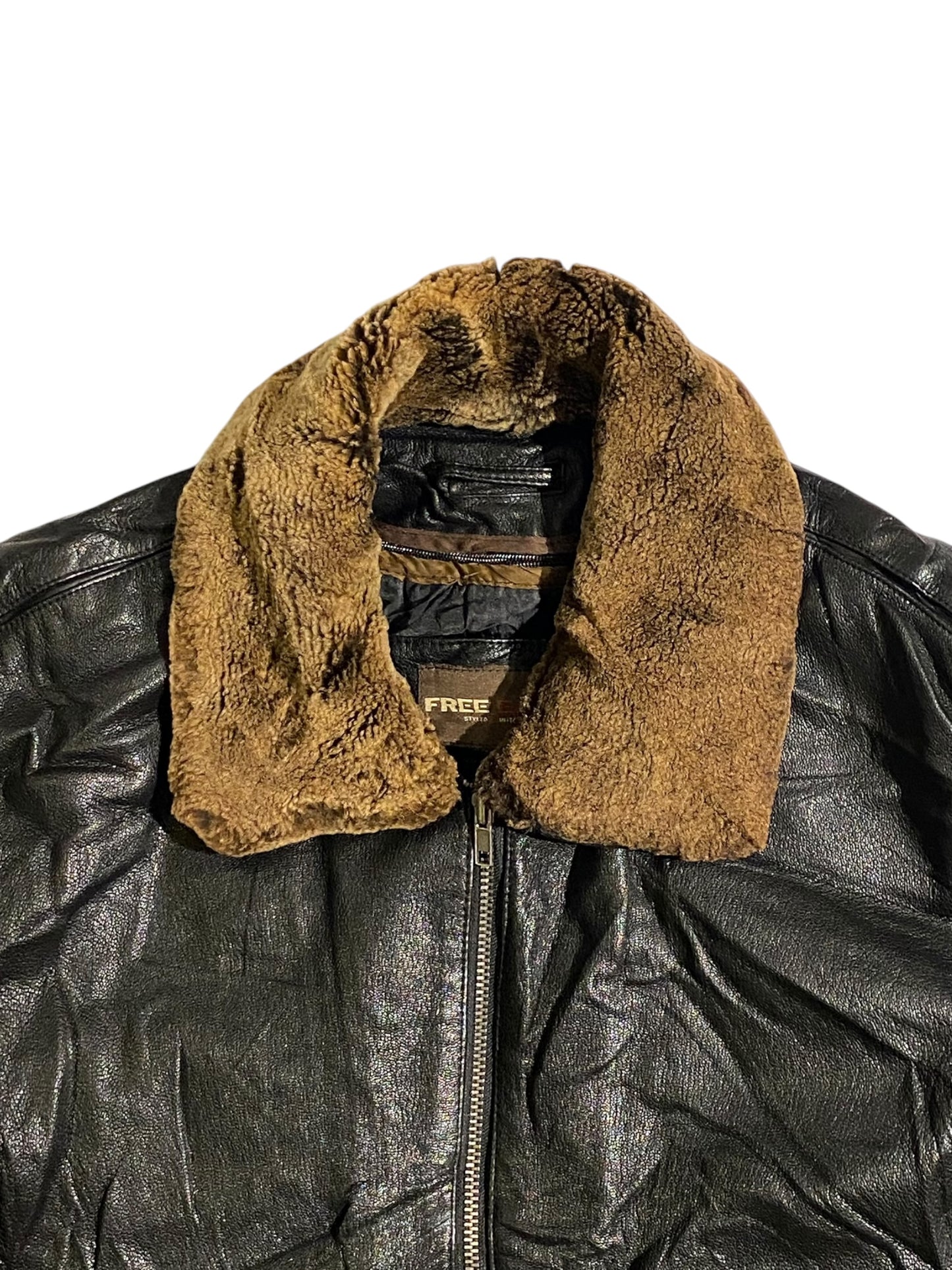 Free eagle heavy leather jacket with fur