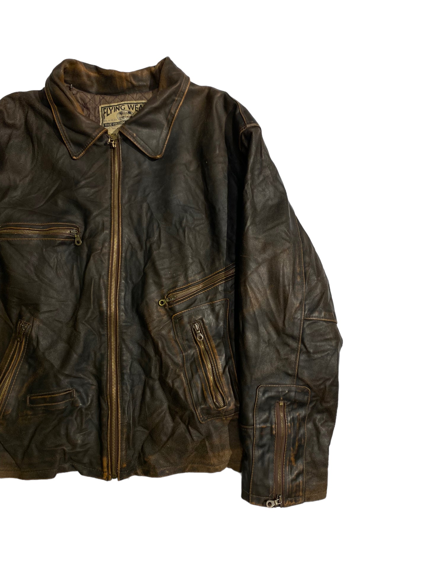 Flying wear brown leather jacket