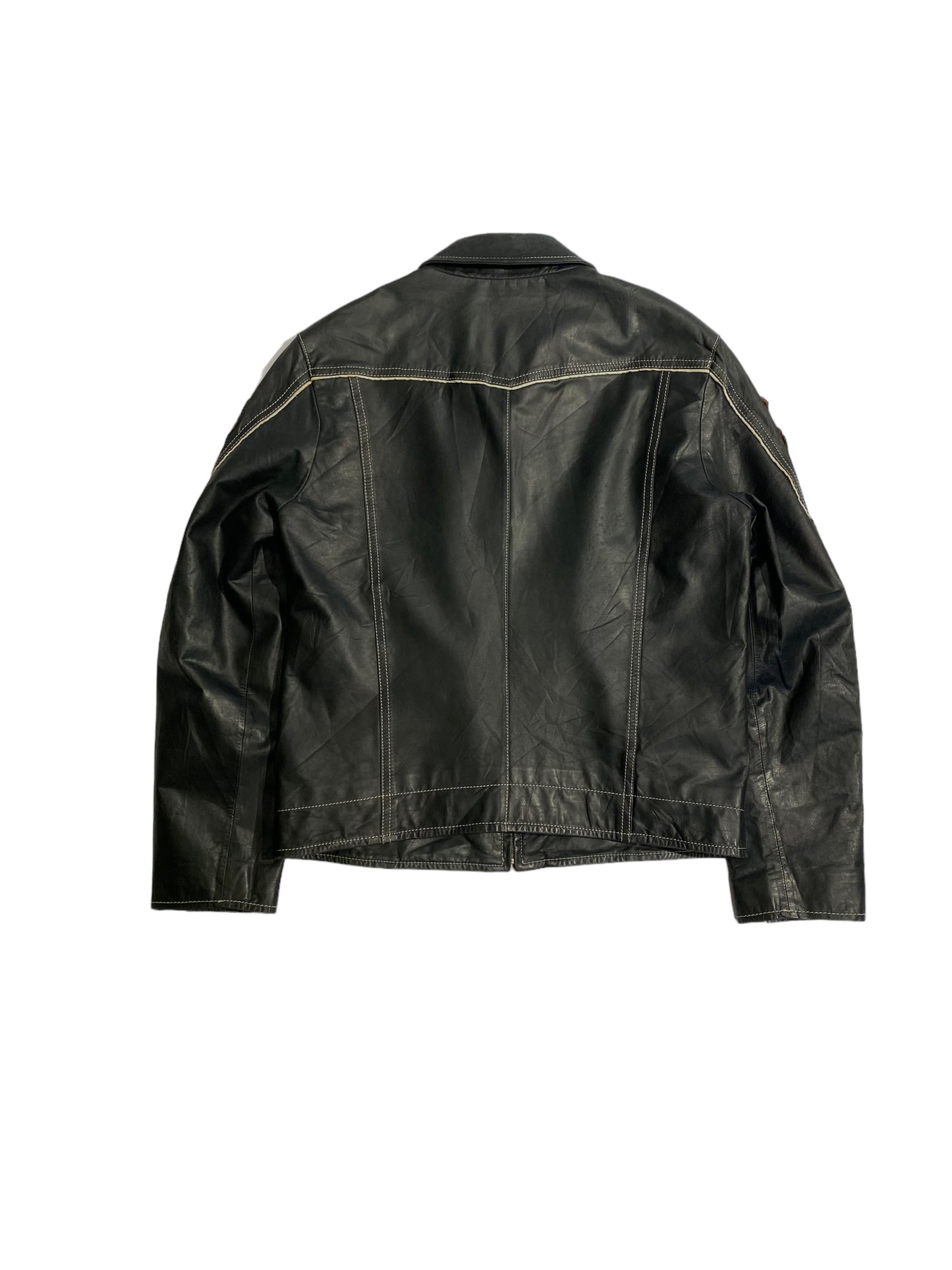 Off-set racing leather jacket