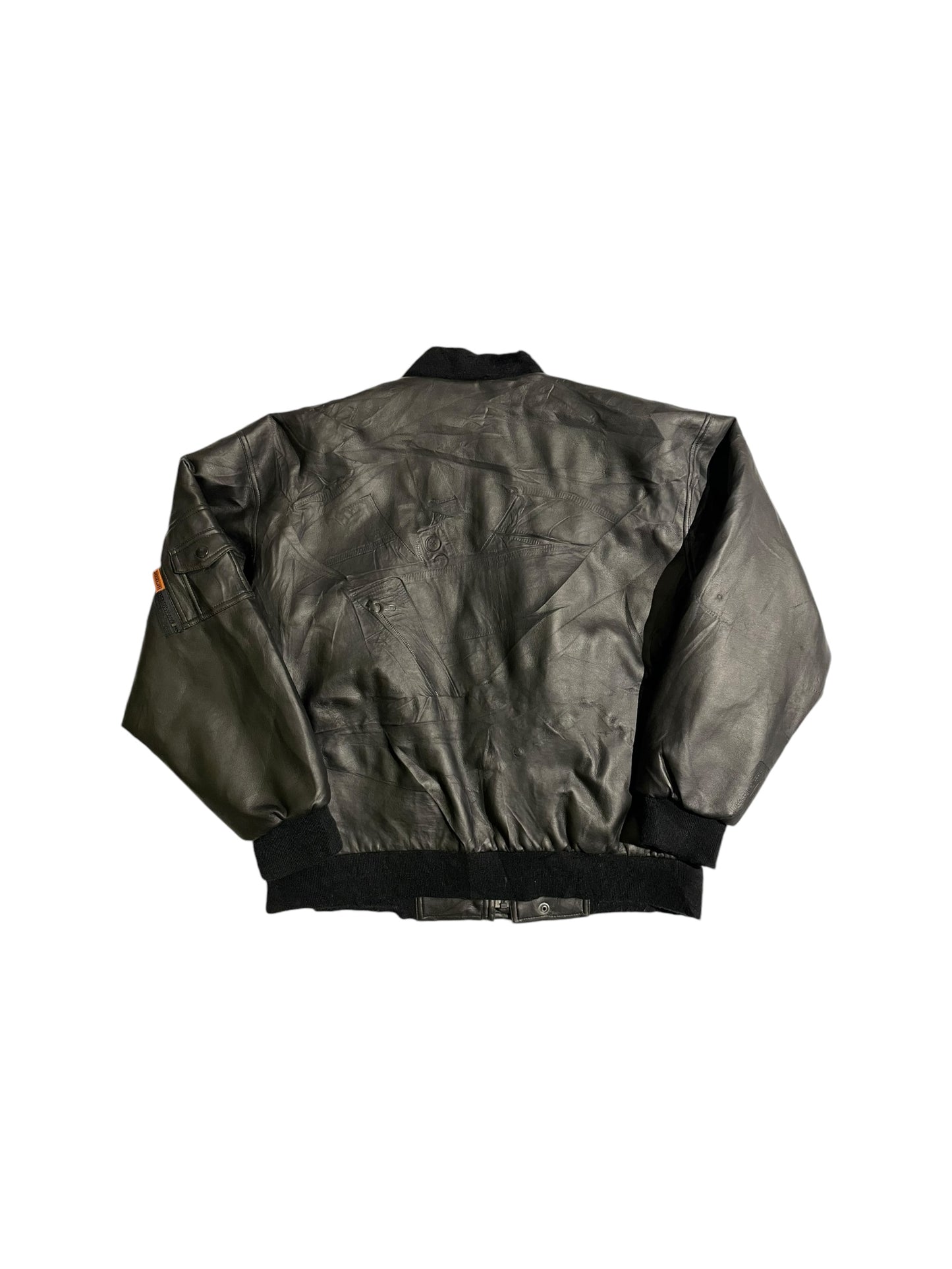American striped bomber leather jacket