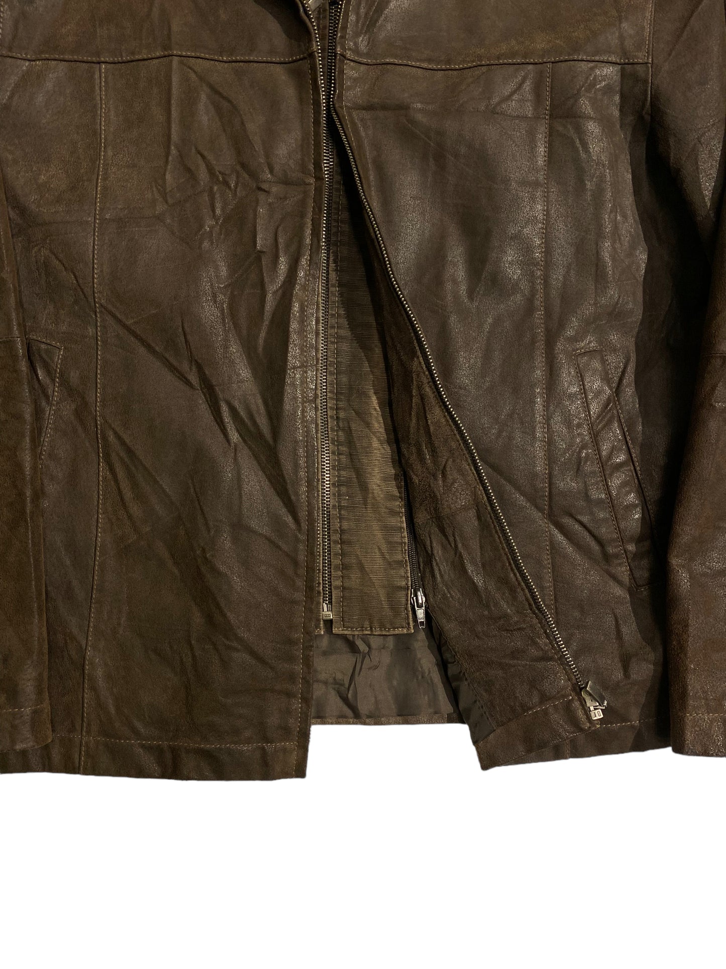 Double zipper leather jacket