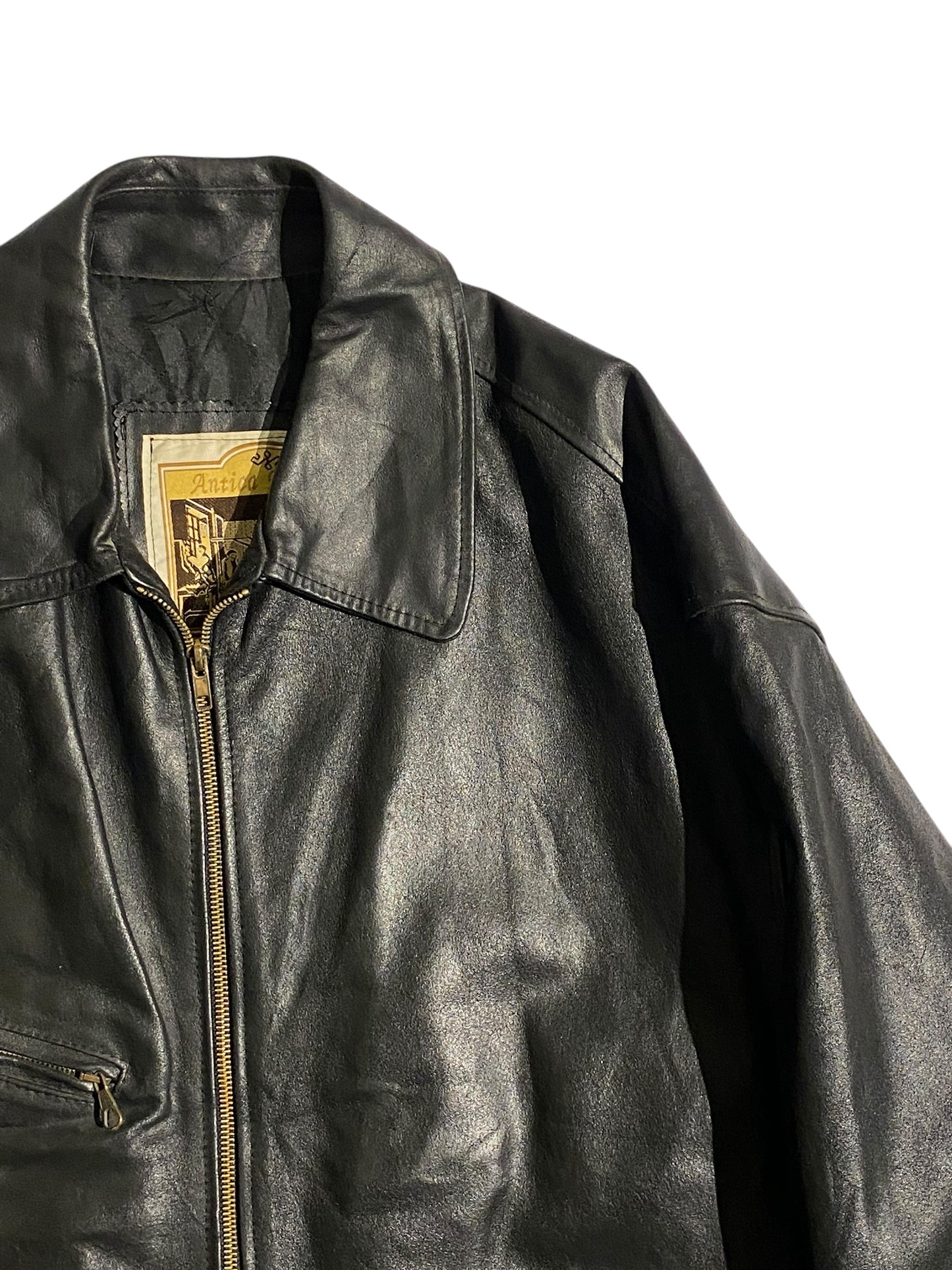 Antica pelleria heavy leather jacket
