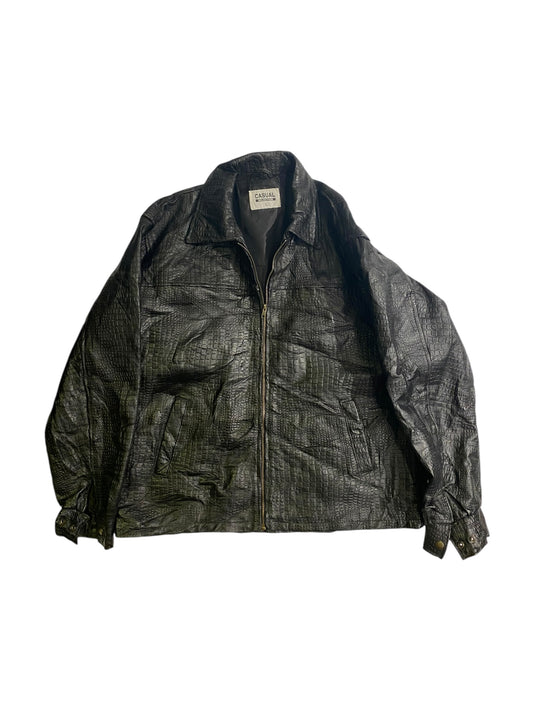 Casual selection crocodile leather jacket