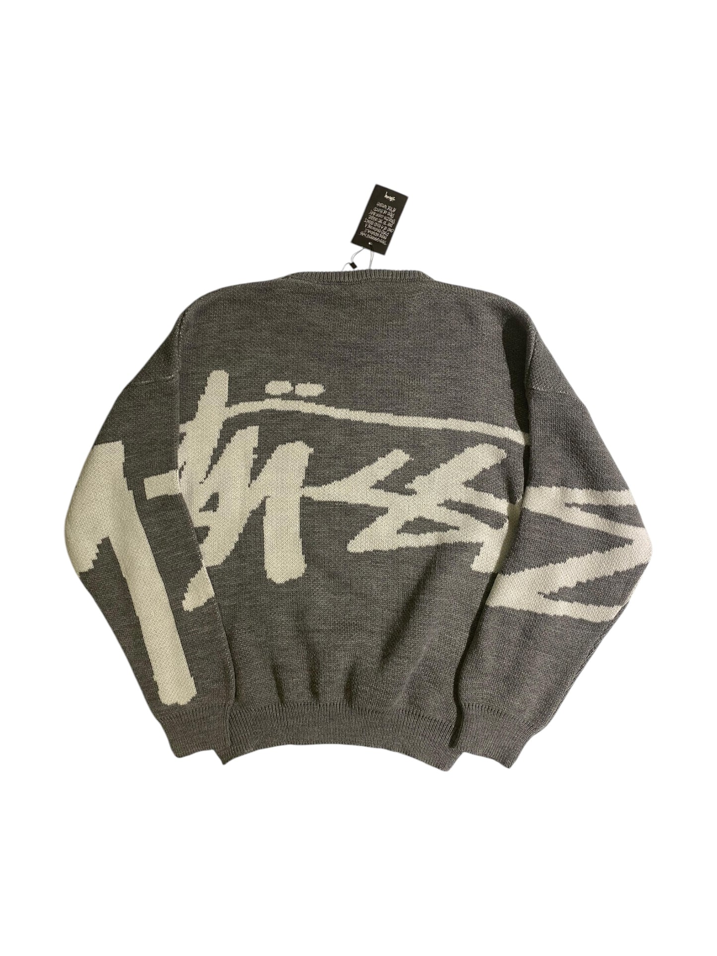 Stüssy printed grey knit sweater