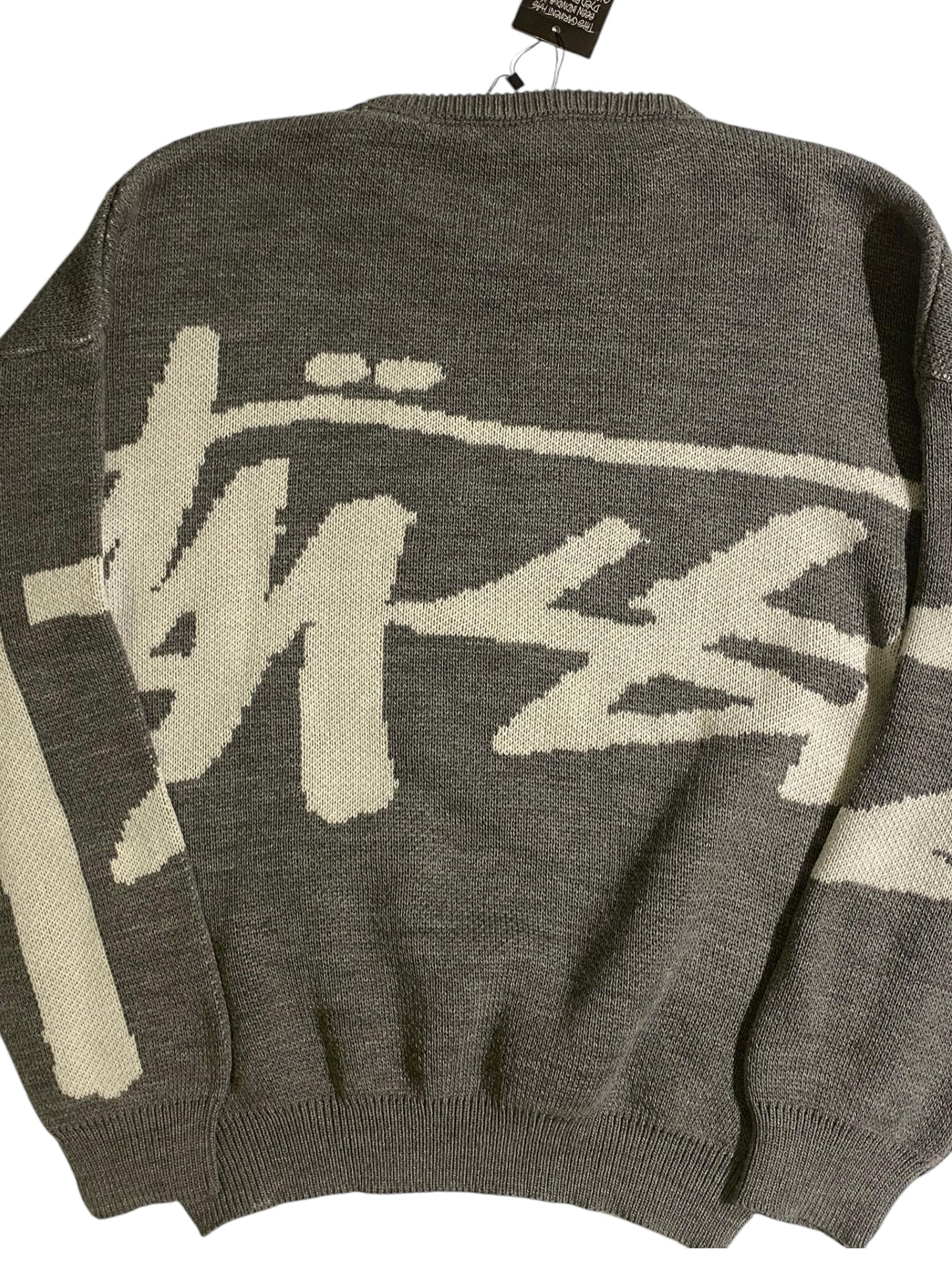 Stüssy printed grey knit sweater