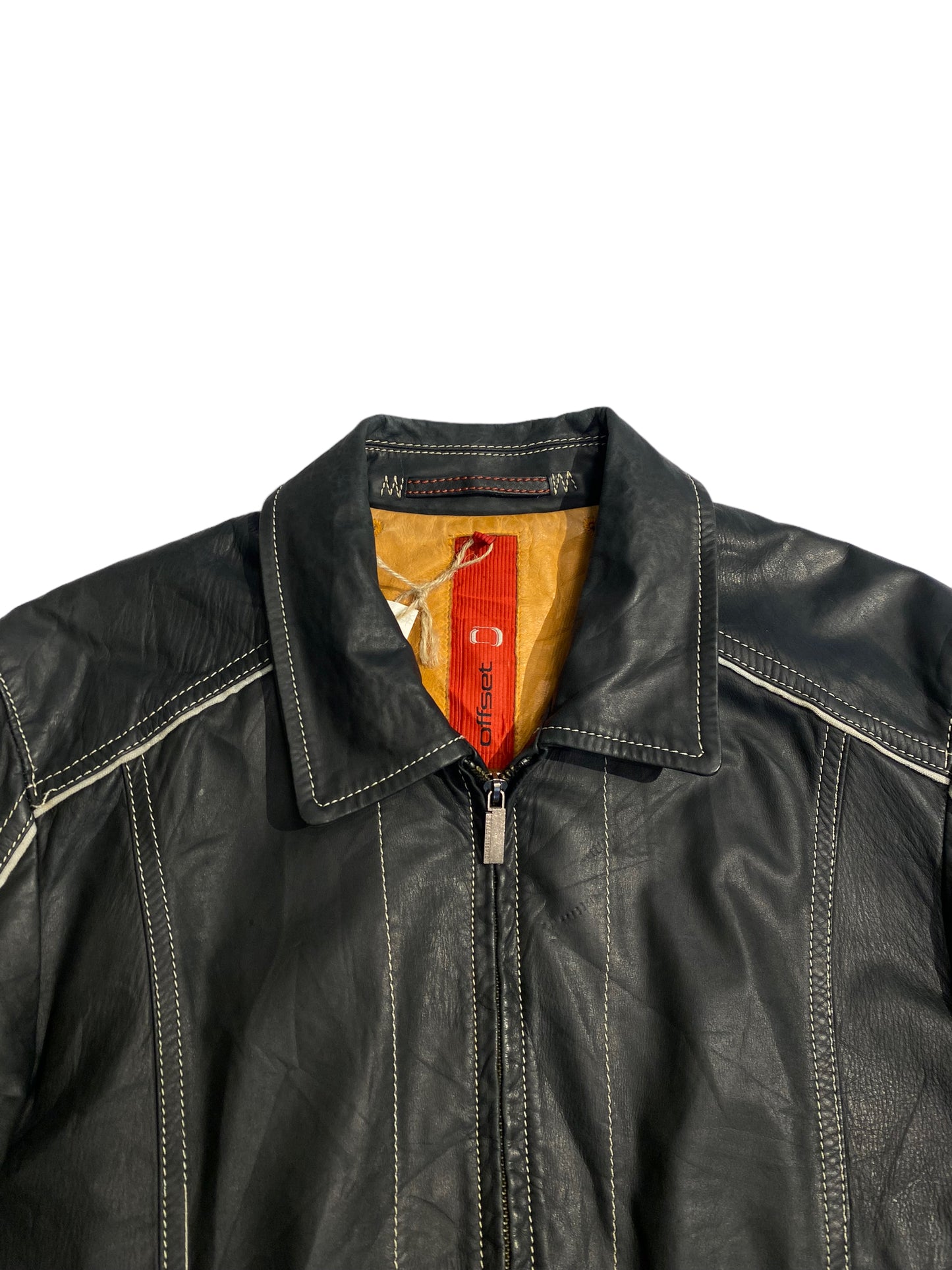 Off-set racing leather jacket