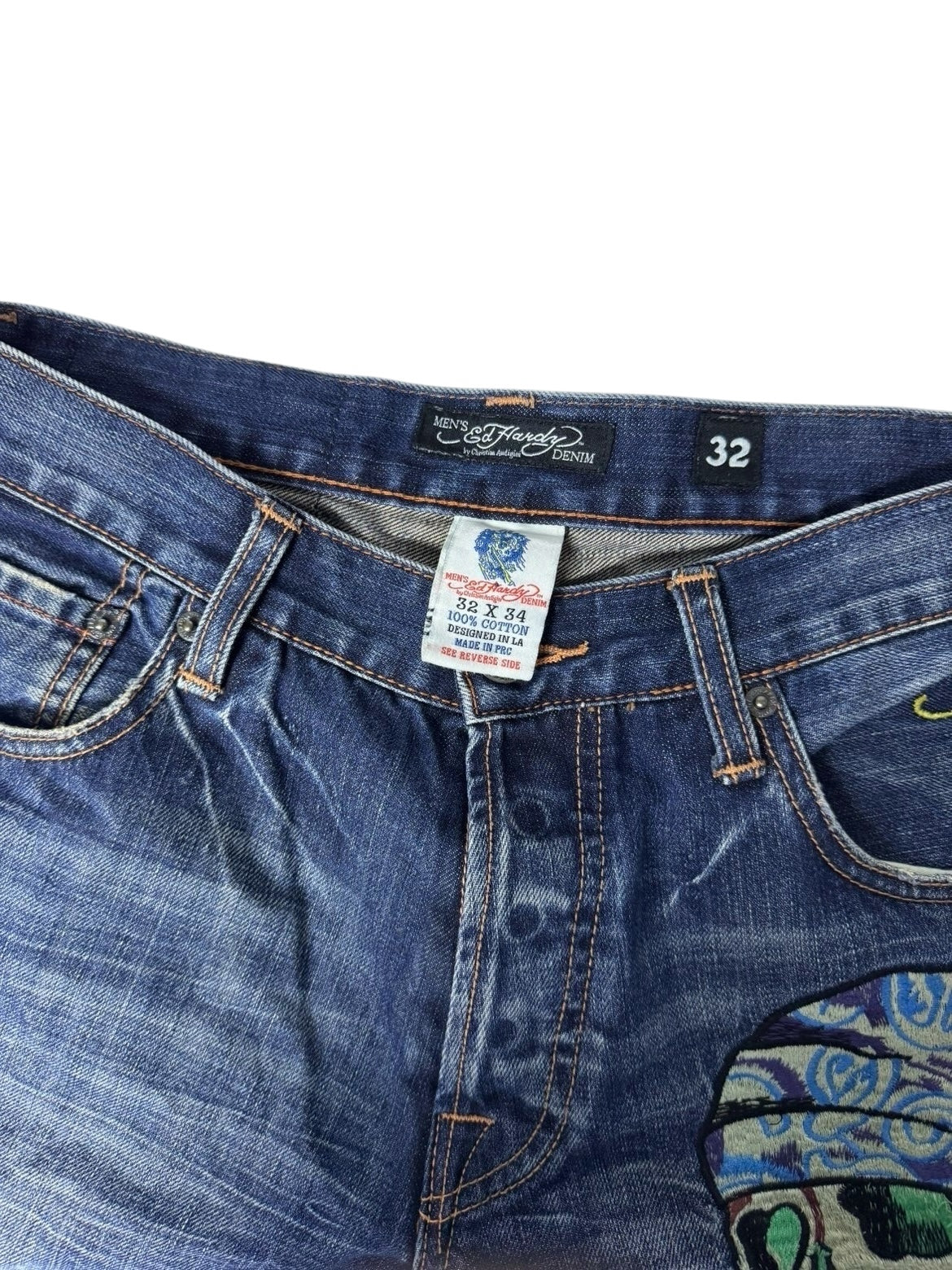 Ed Hardy embroidered y2k jeans