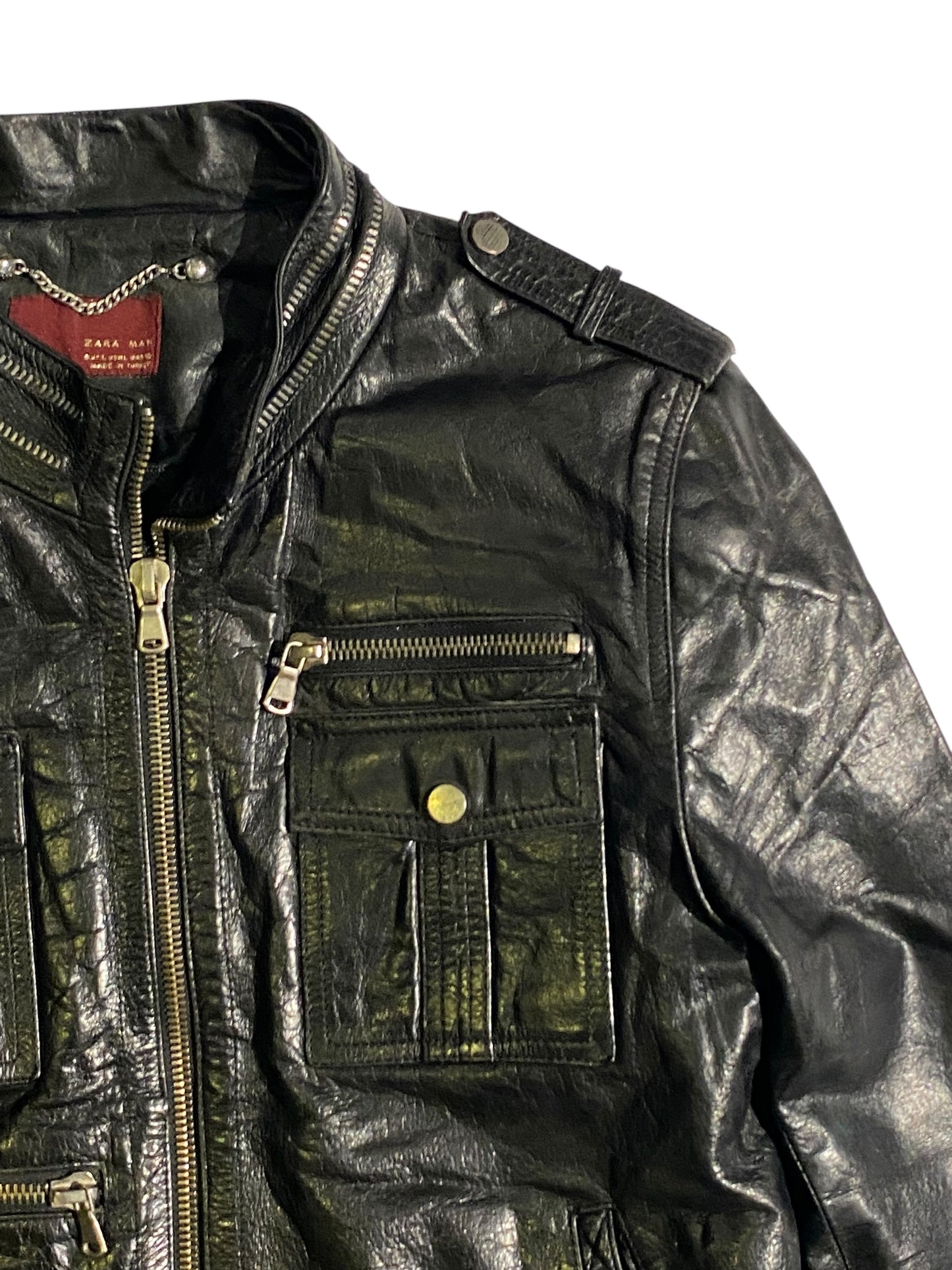 Zara man vintage heavy leather jacket