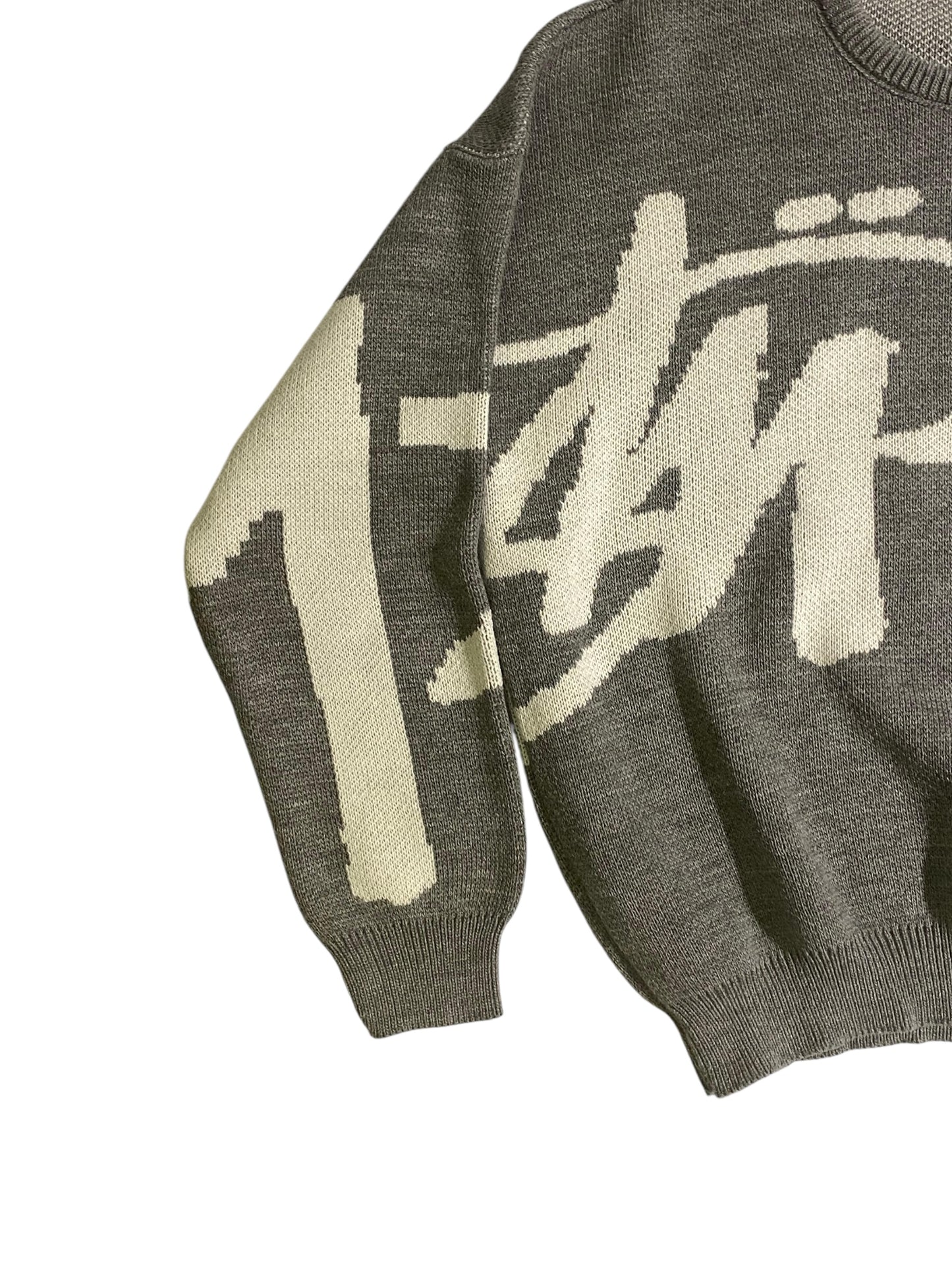 Stüssy printed grey knit sweater