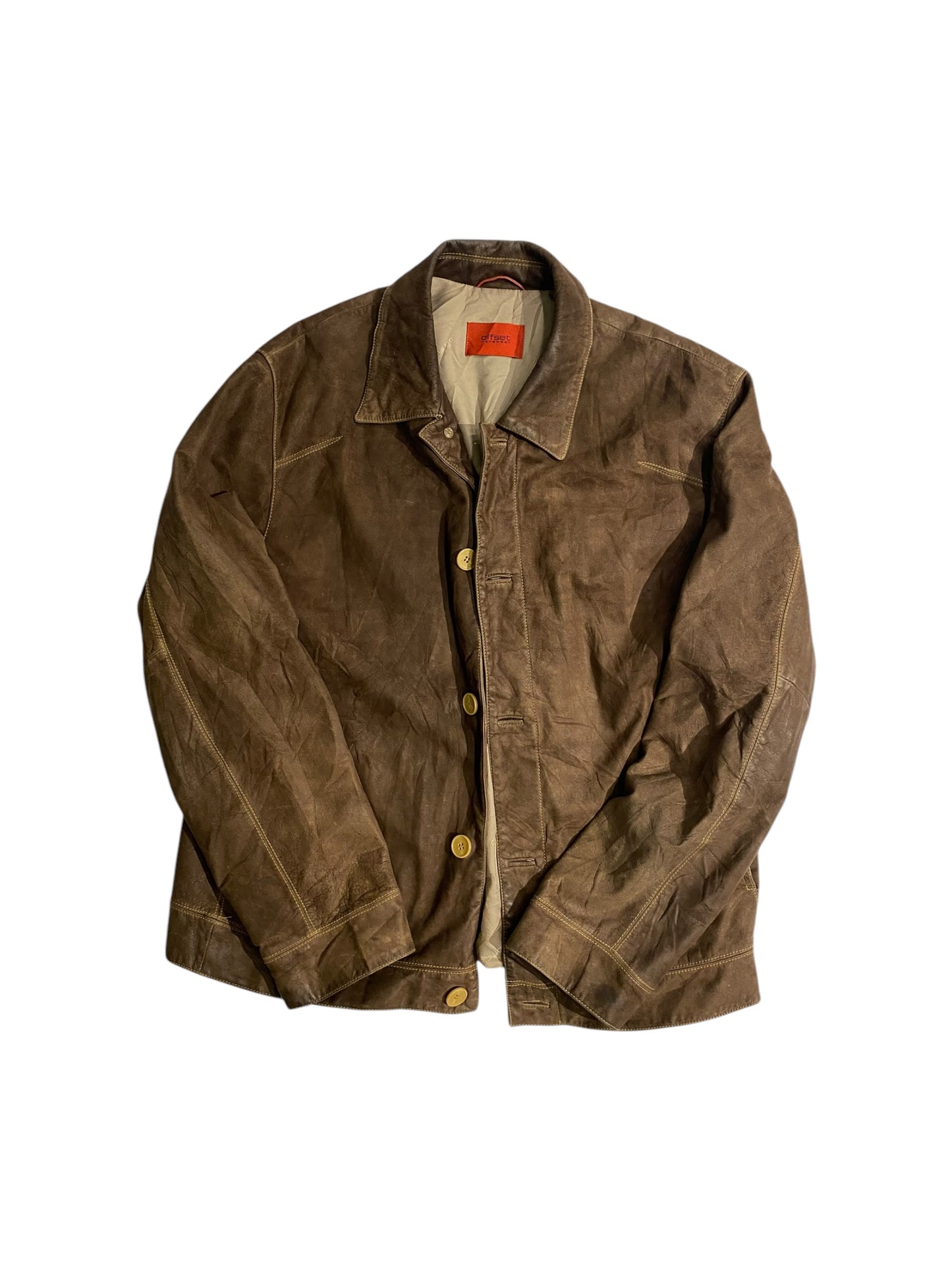 Offset leather jacket