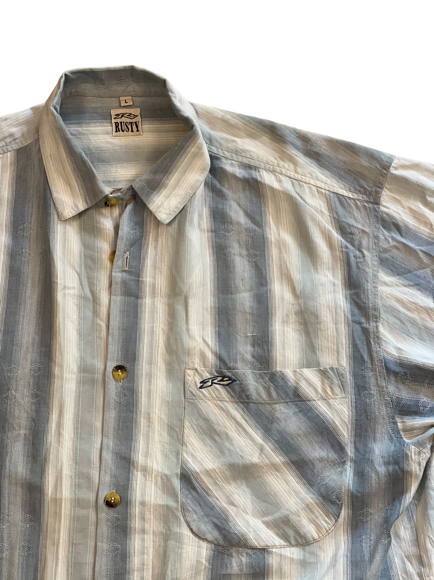 Rusty blue embroidered summer shirt