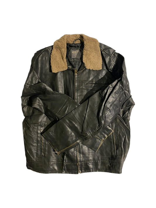 Aeropostale fur lined heavy leather jacket