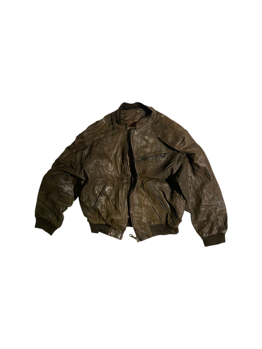Cordon boxy fit leather jacket