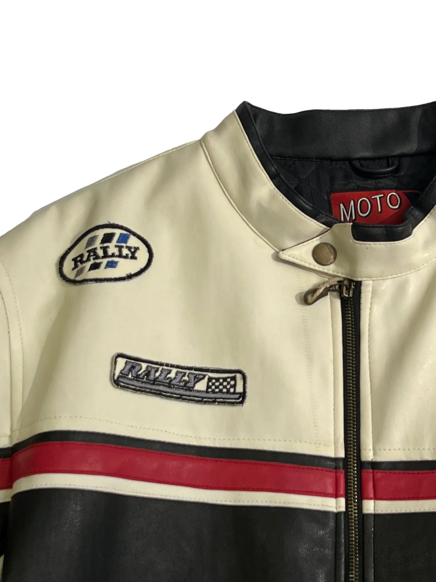 Rally moto leather racing jacket