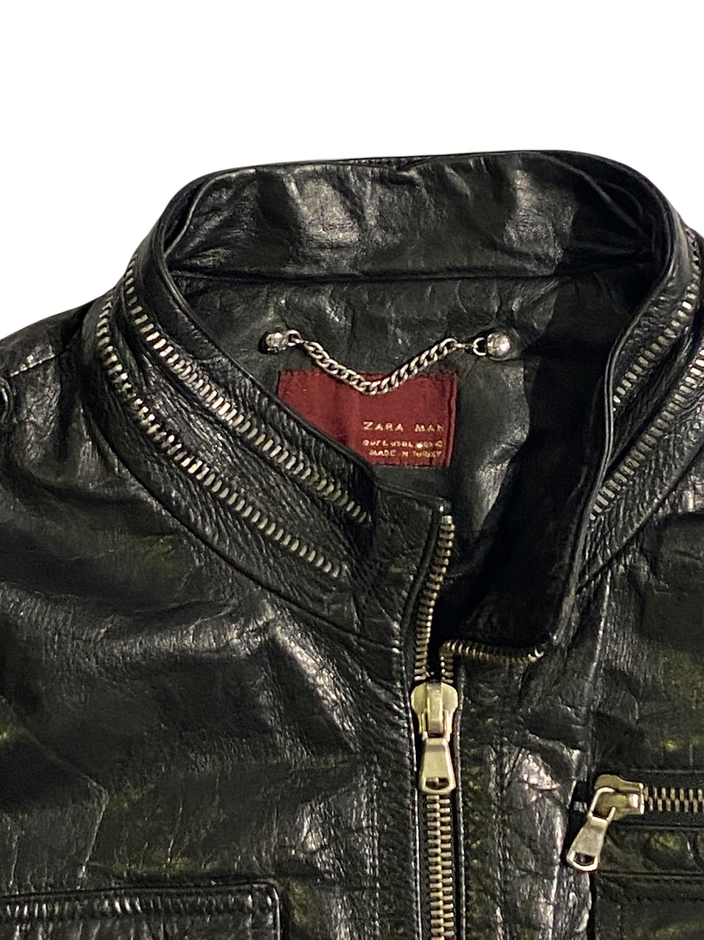 Zara man vintage heavy leather jacket