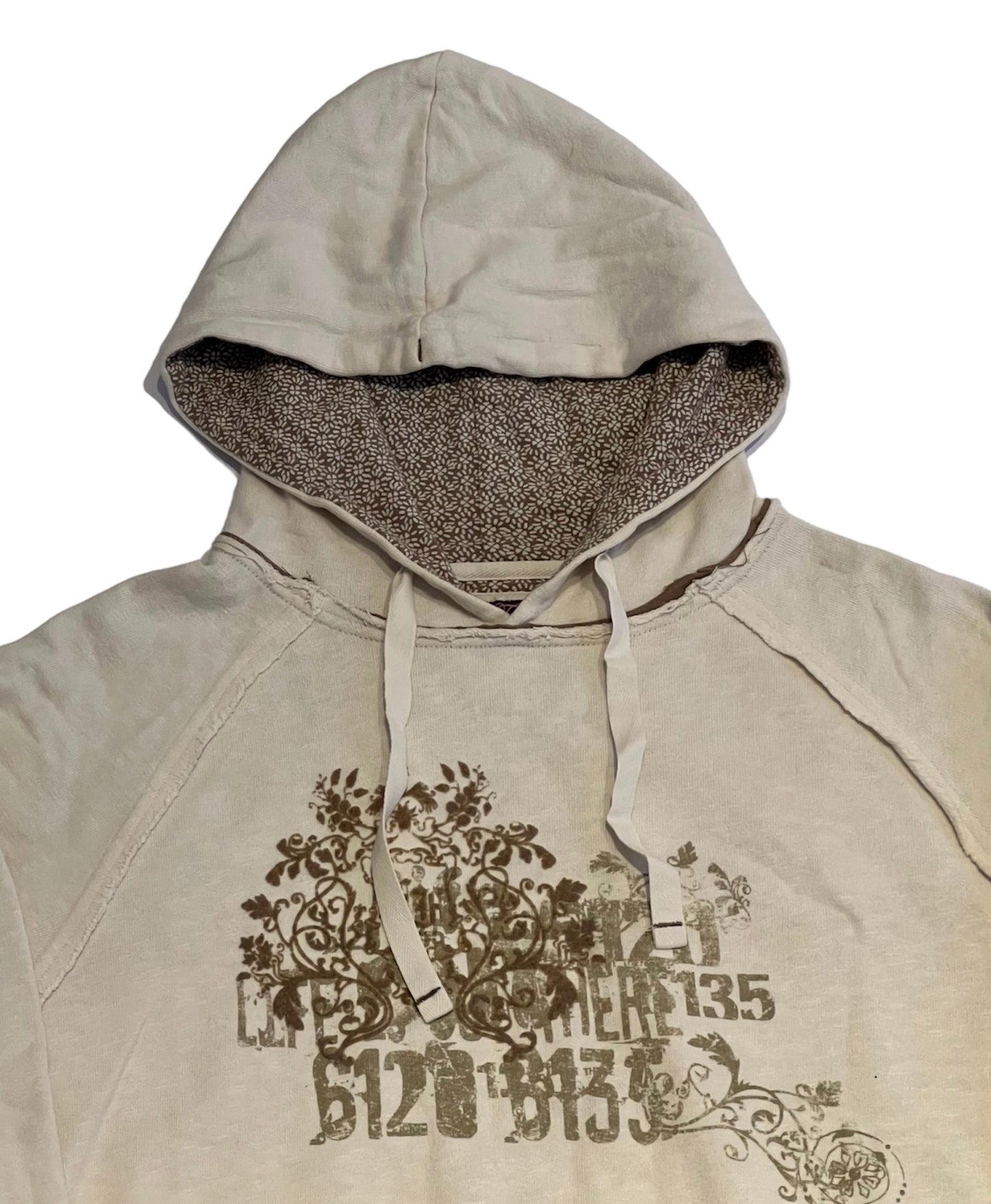 Fat face printed y2k distressed hoodie