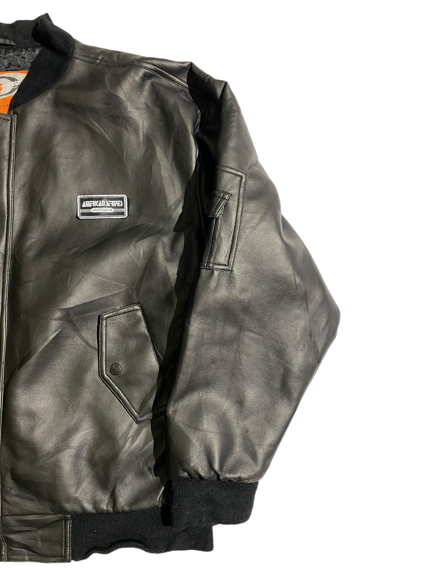 American striped bomber leather jacket