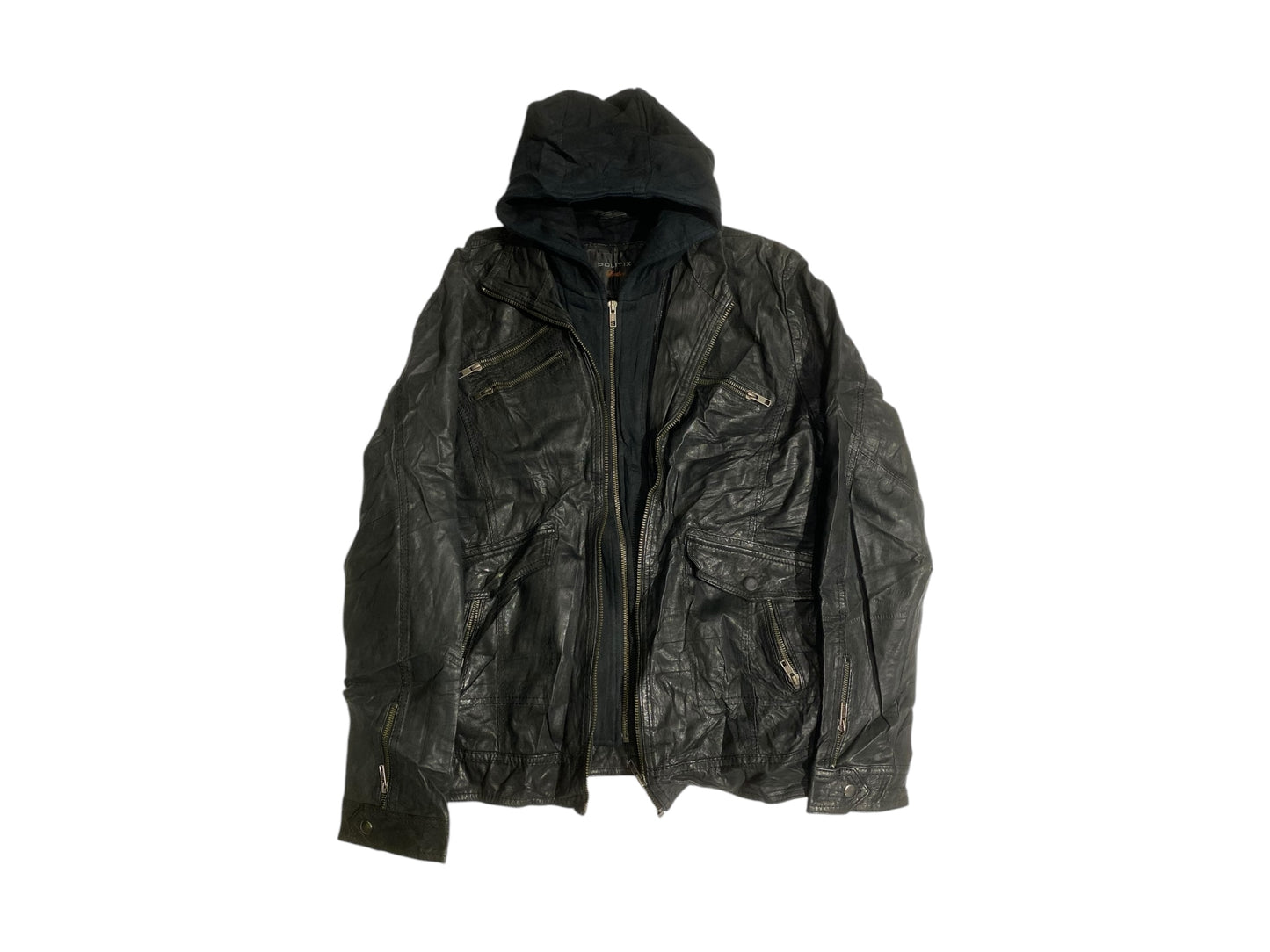 Politix double zipper leather jacket