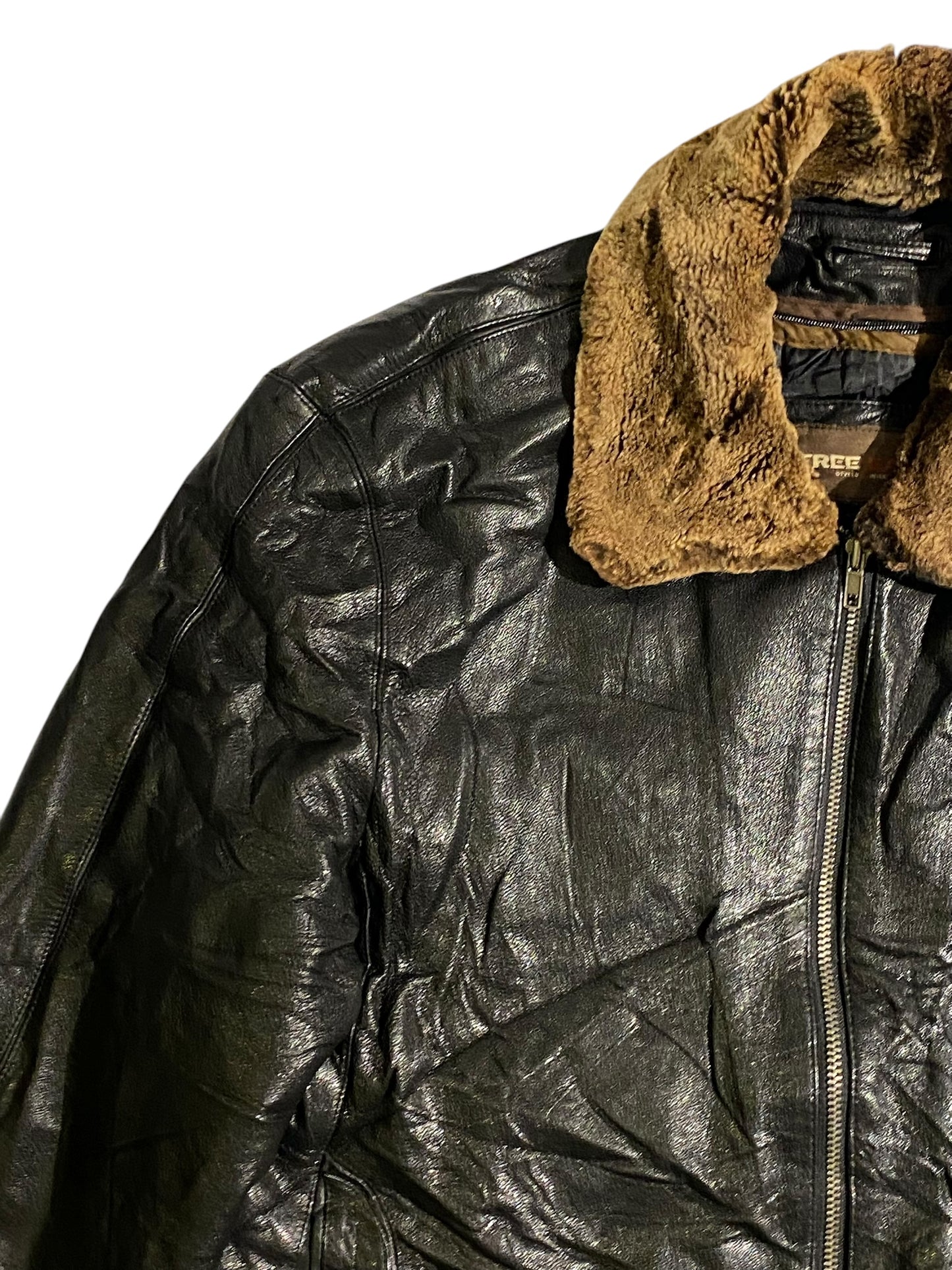 Free eagle heavy leather jacket with fur