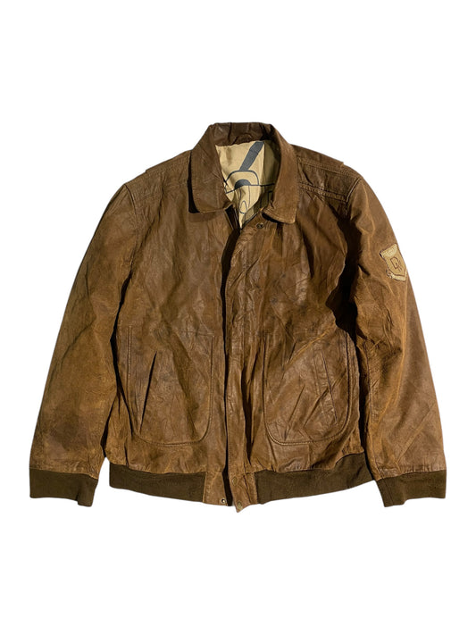 David moore patched leather jacket