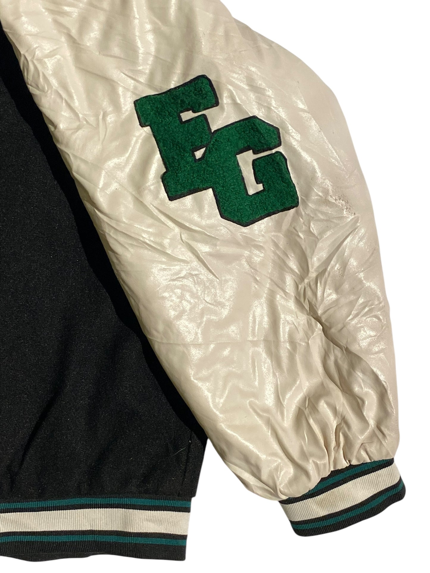 EG heavy varsity jacket with leather sleeves