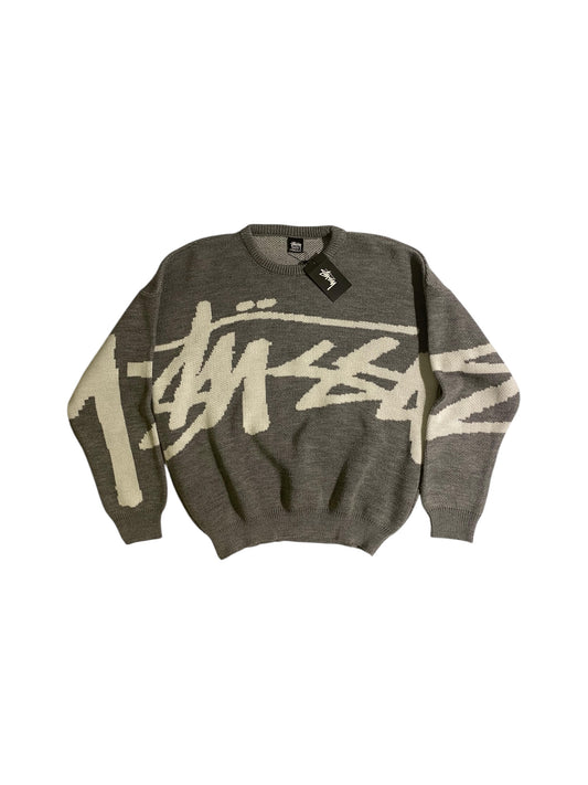 Stüssy printed grey knit sweater