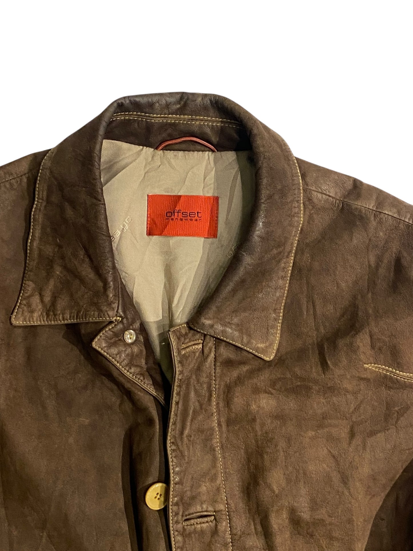 Offset leather jacket