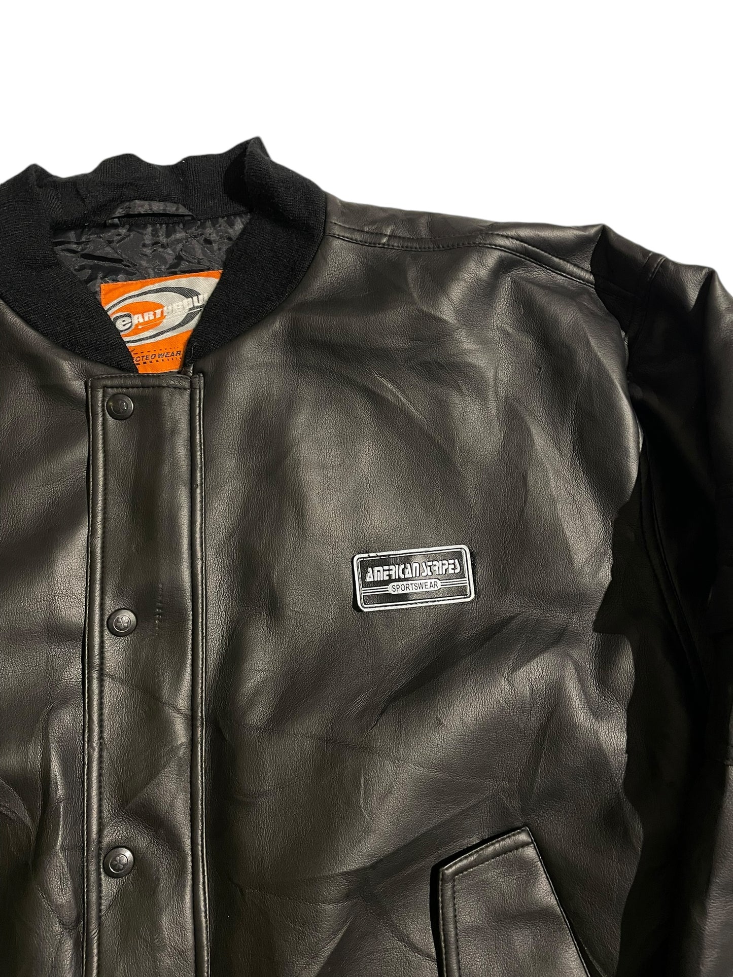 American striped bomber leather jacket