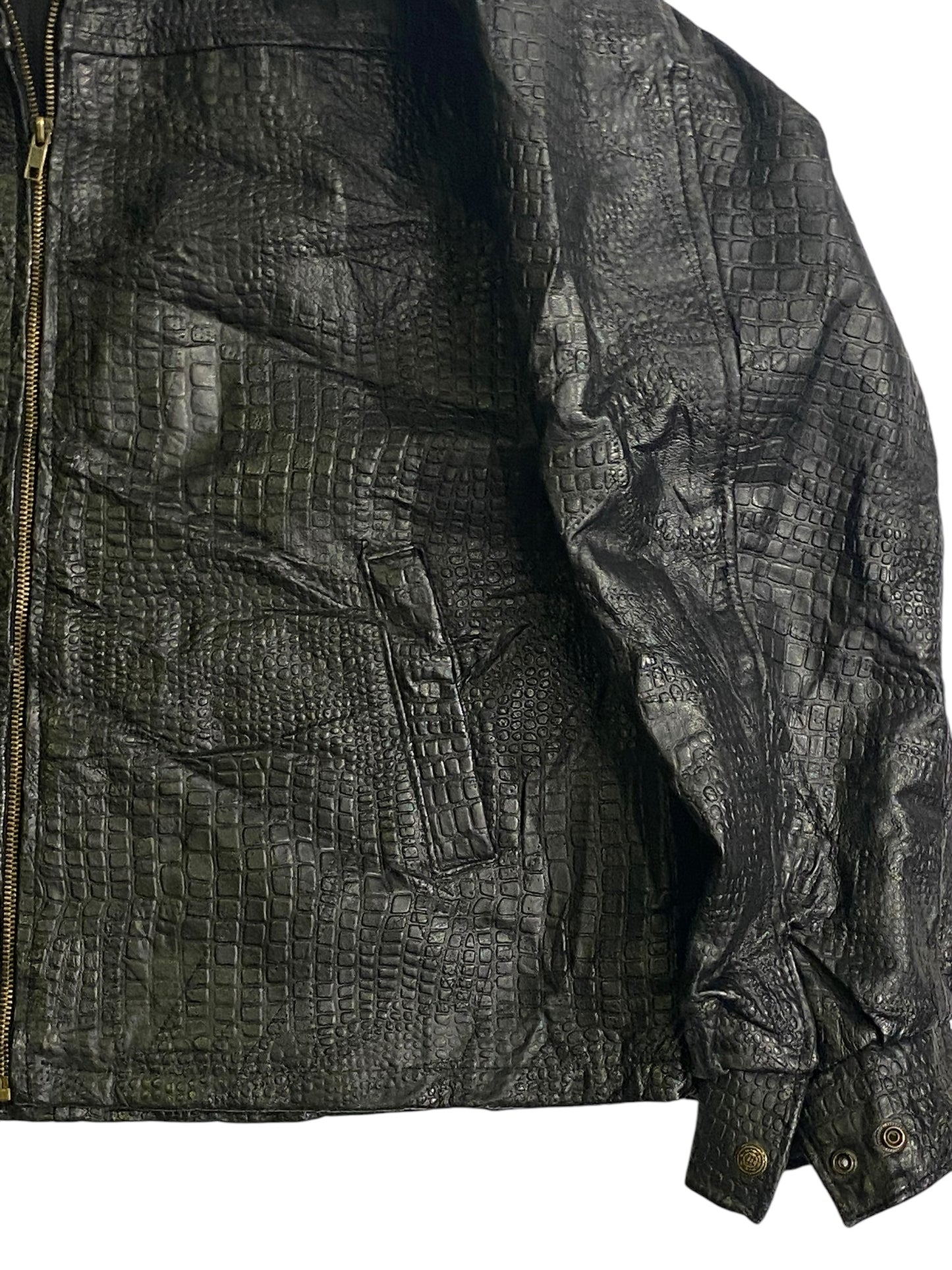 Casual selection crocodile leather jacket