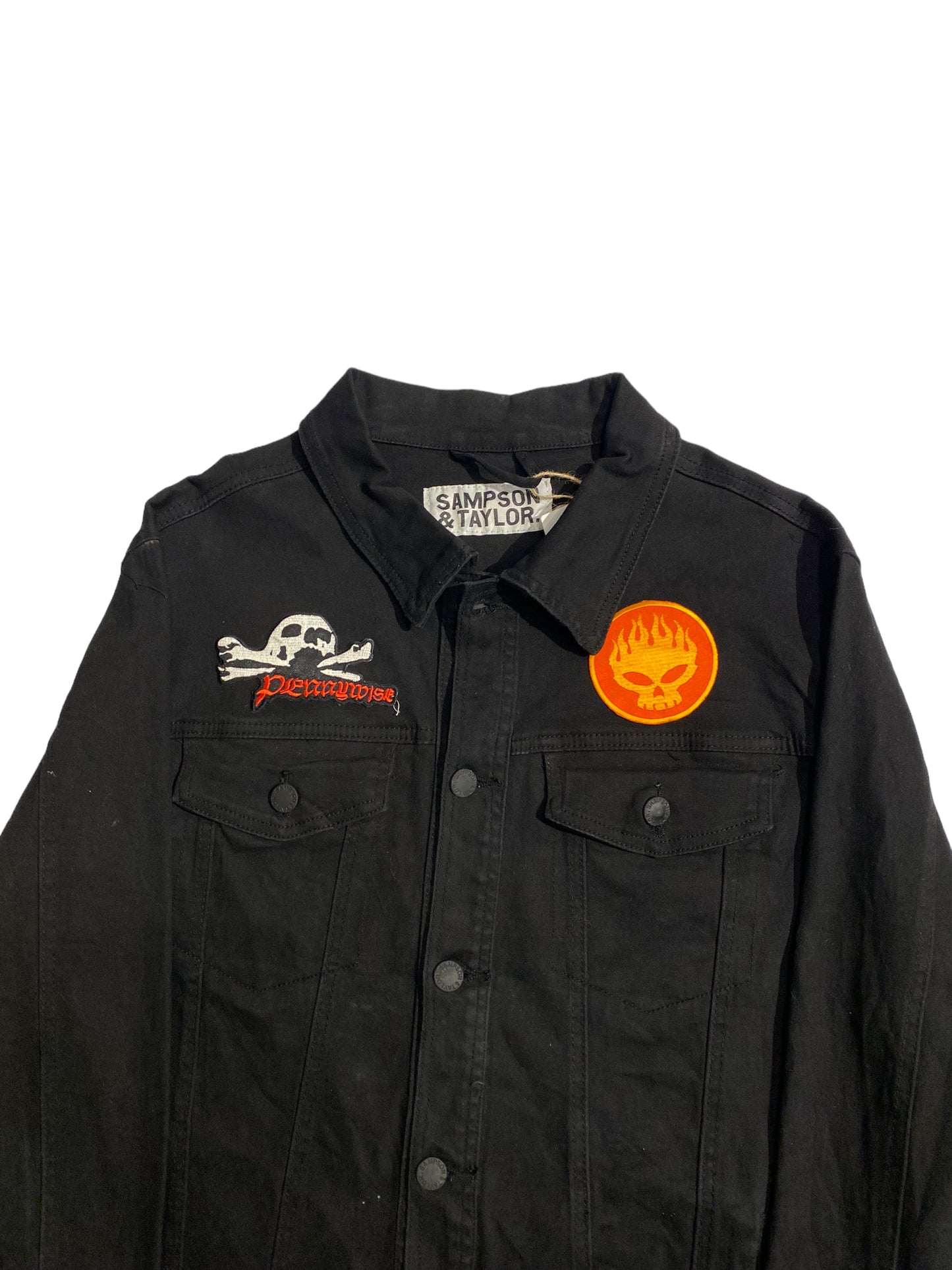 Sampson & Taylor printed patched denim jacket