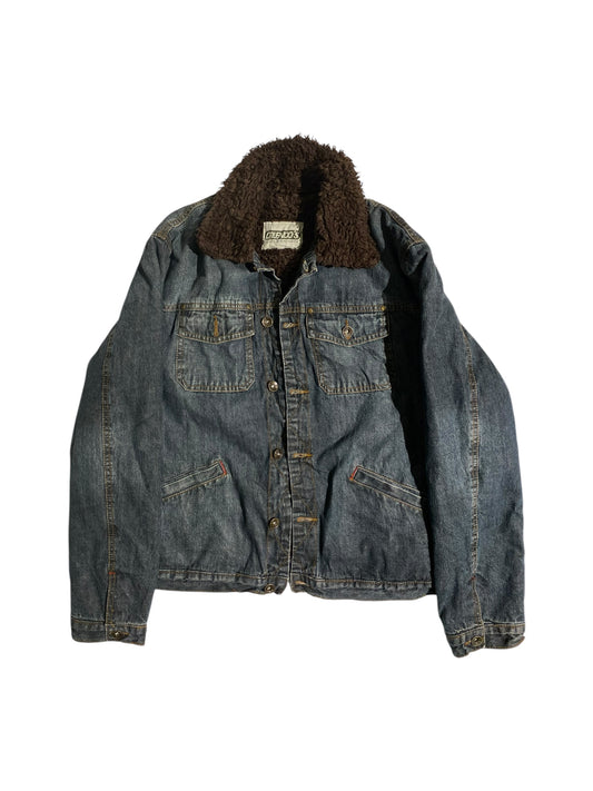 Calendo’s printed fur lined denim jacket