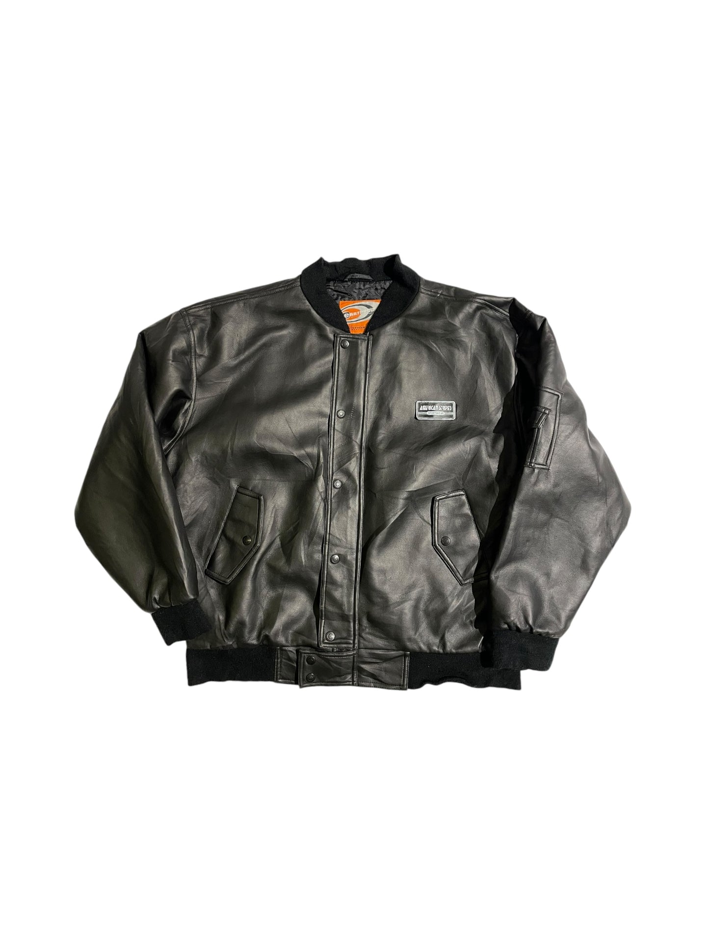 American striped bomber leather jacket