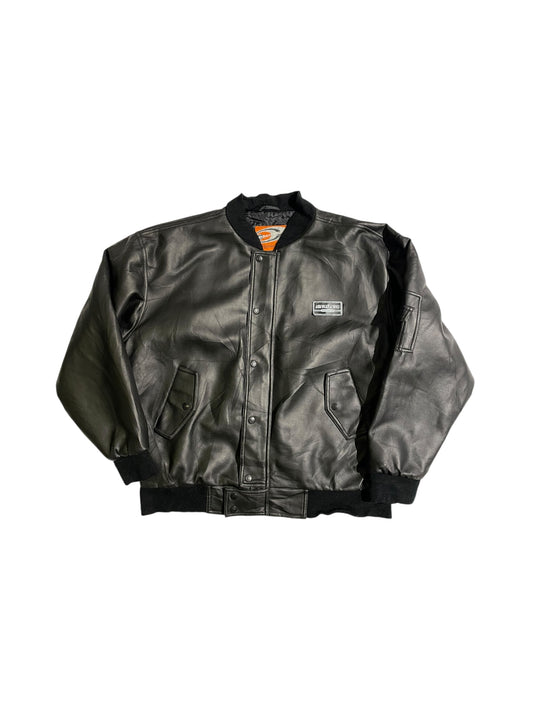 American striped bomber leather jacket