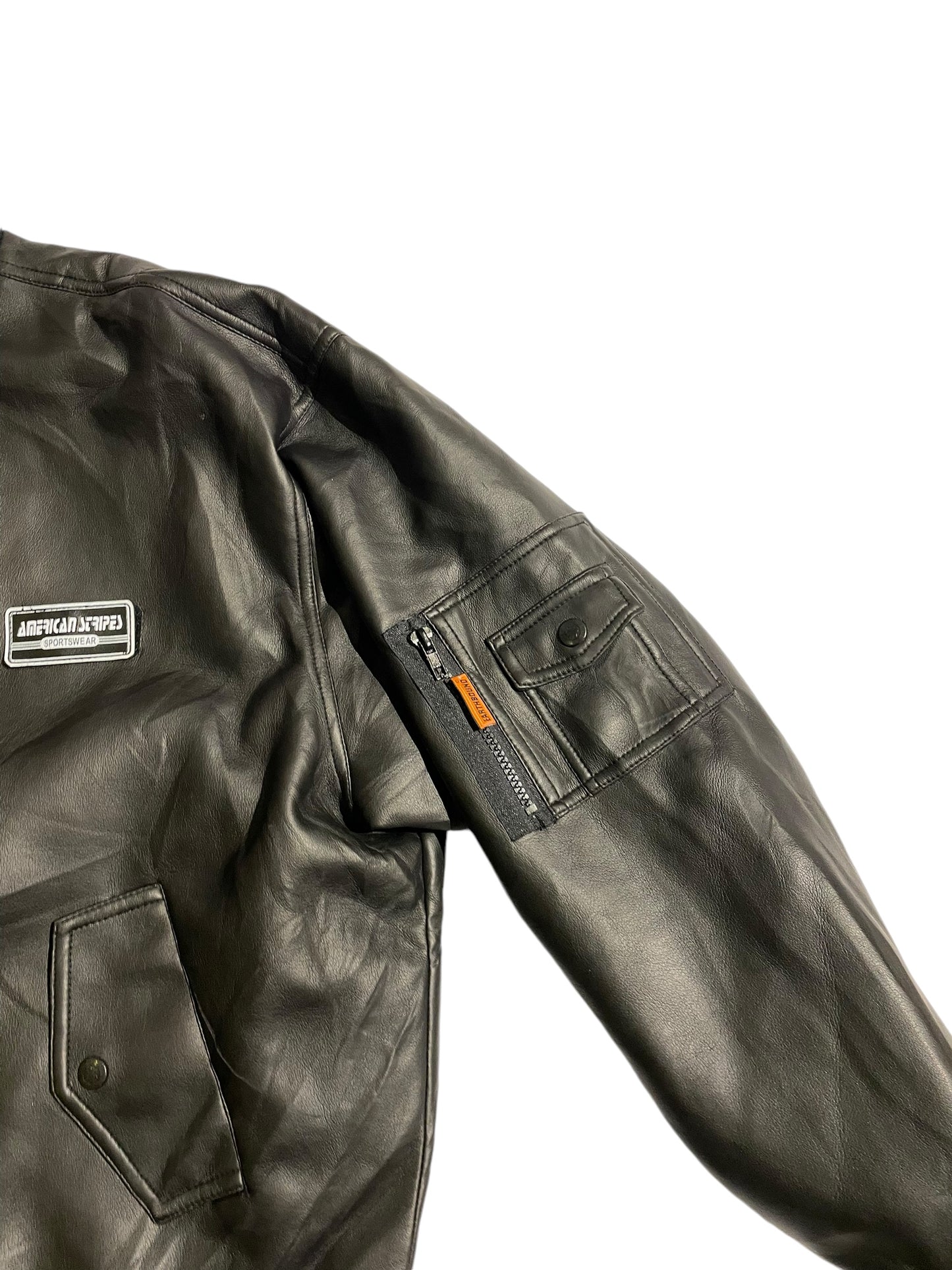 American striped bomber leather jacket