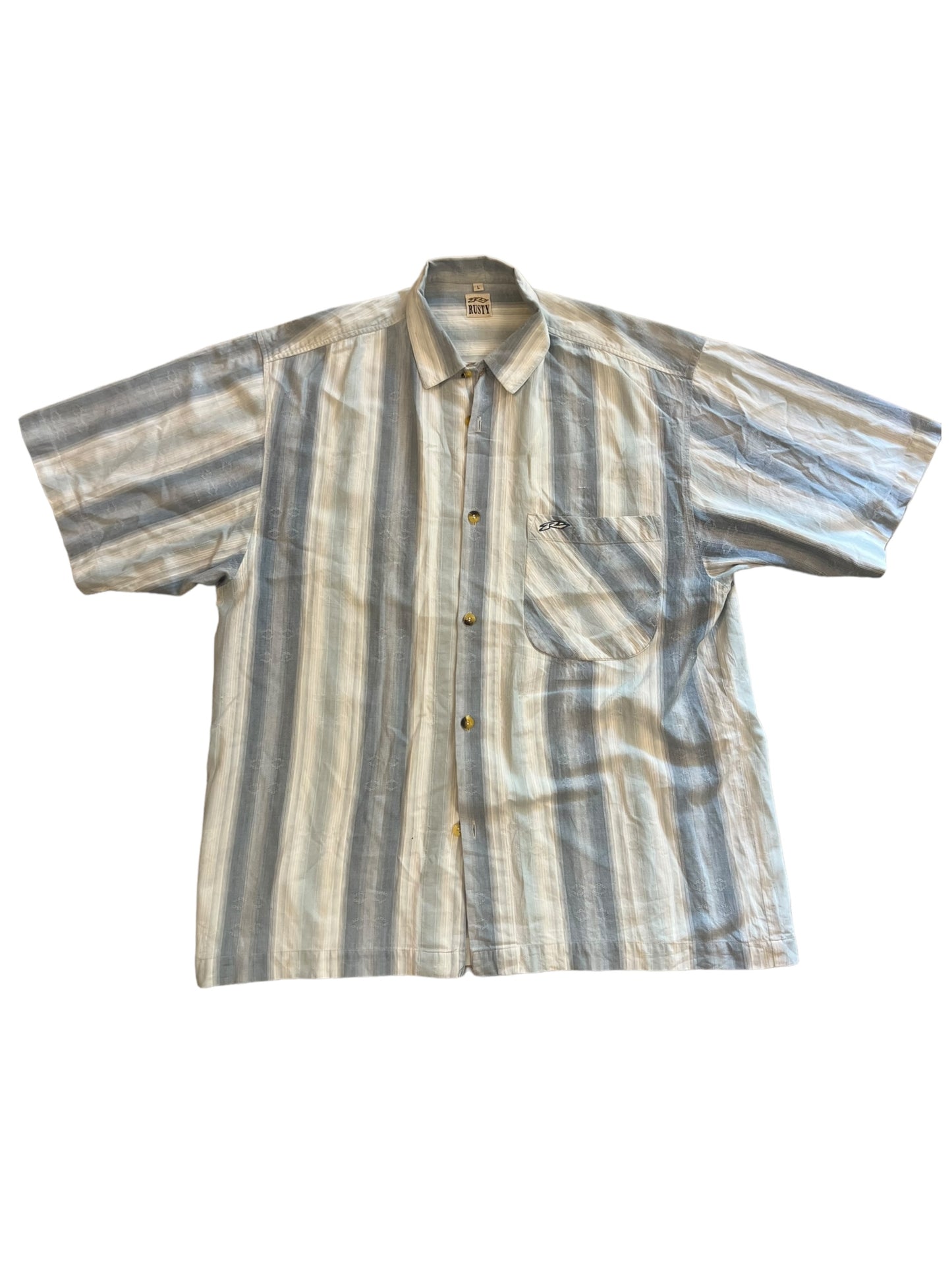 Rusty blue embroidered summer shirt