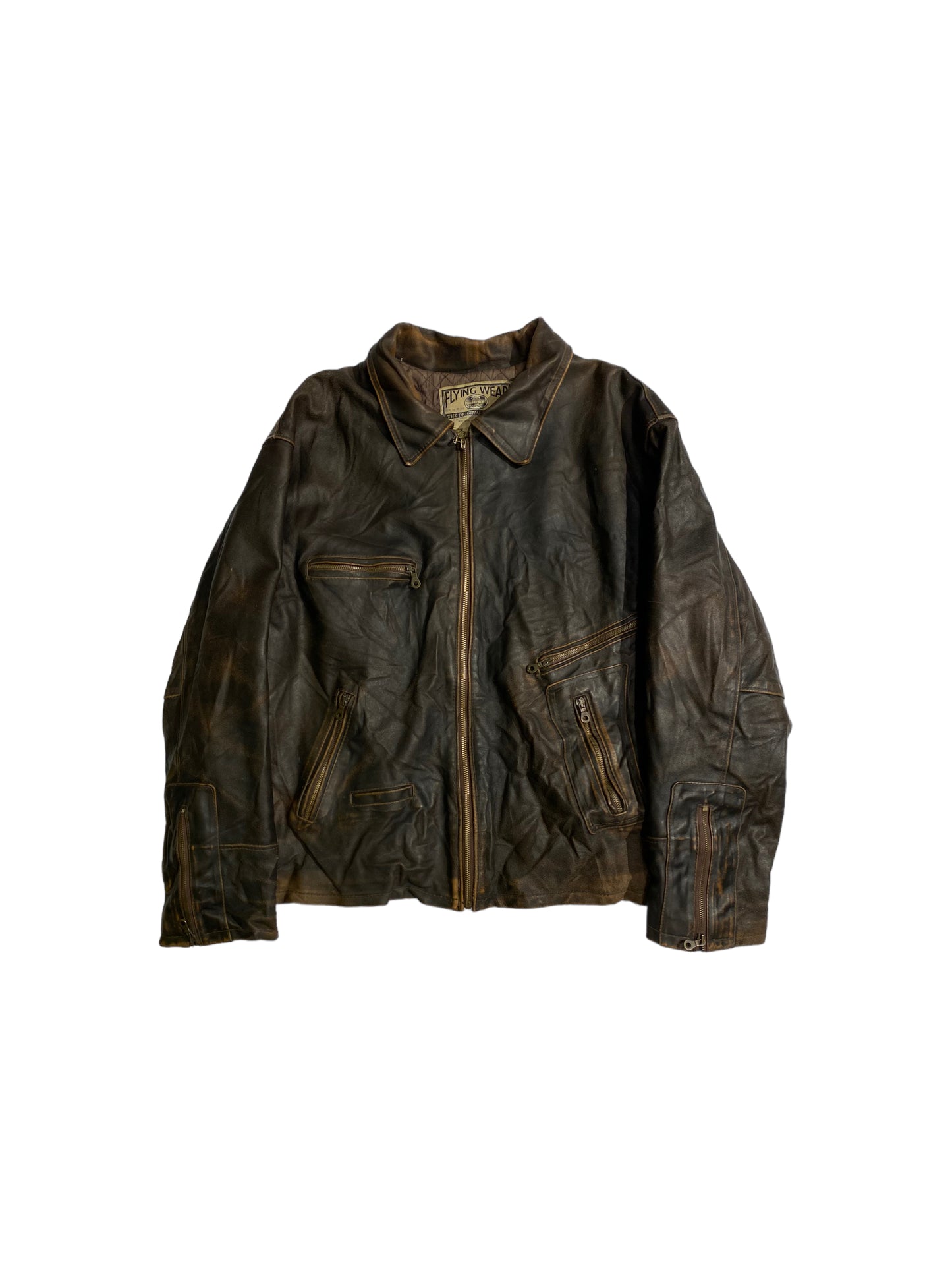 Flying wear brown leather jacket