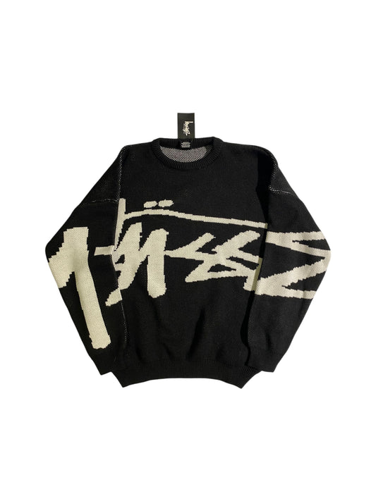 Stüssy spellout AOP knit sweater