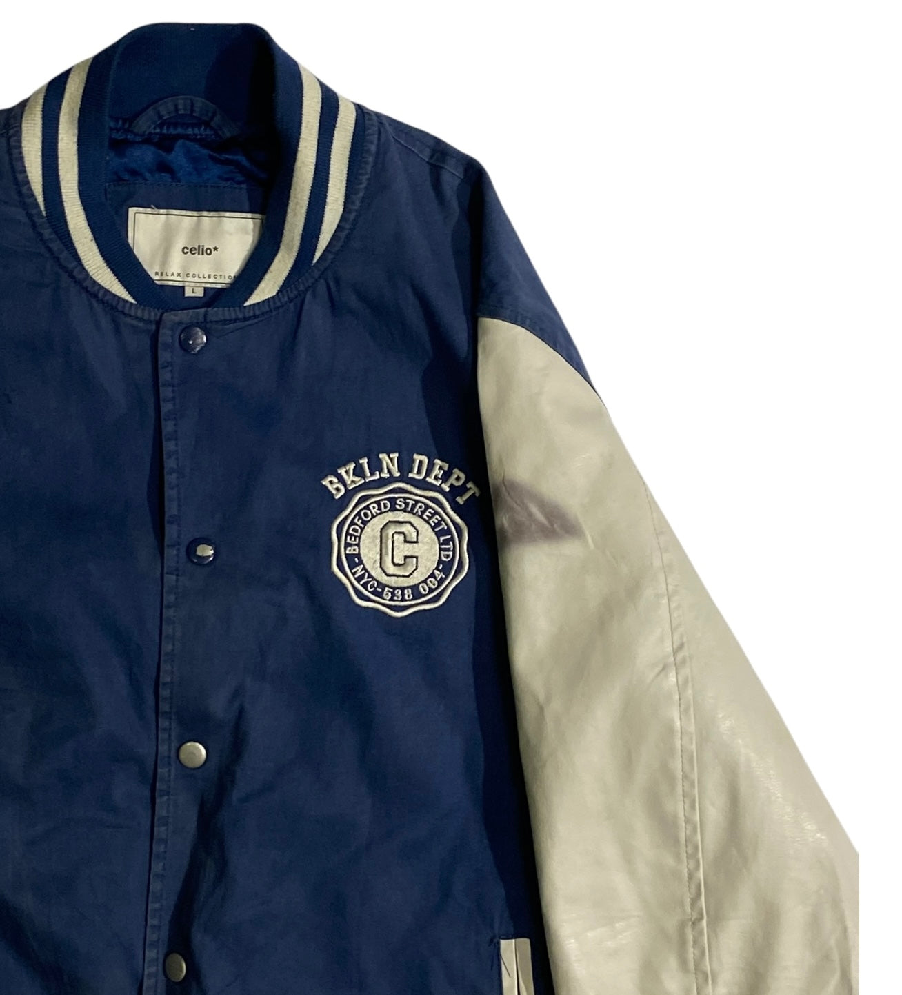 Celio heavy bomber jacket with leather arms