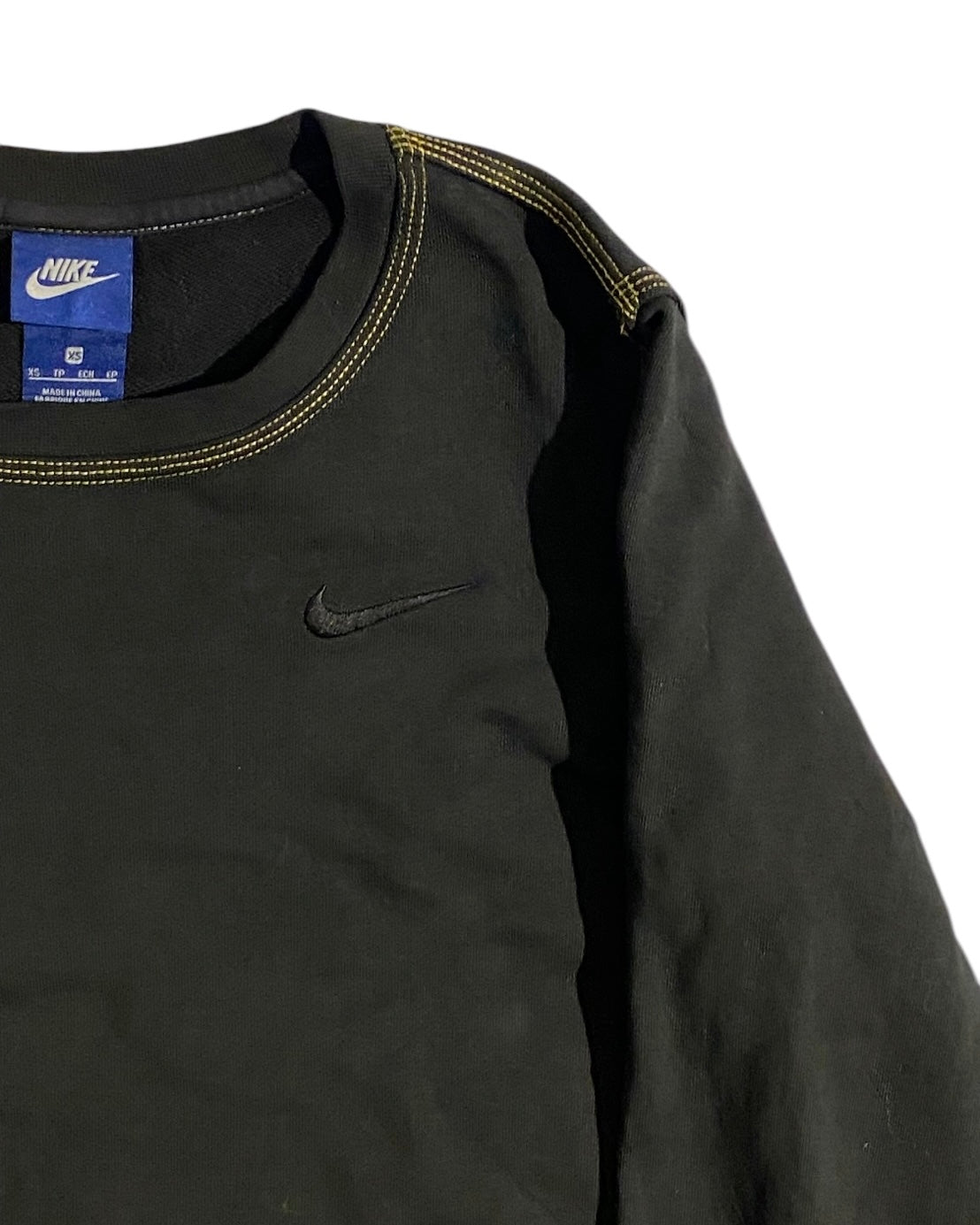 Nike black crewneck with yellow stitching