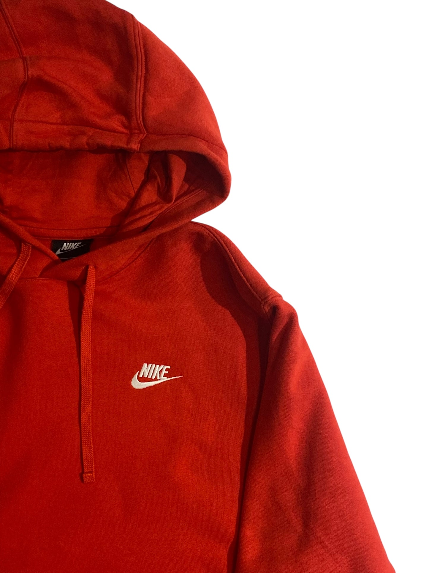 Nike red embroidered logo hoodie