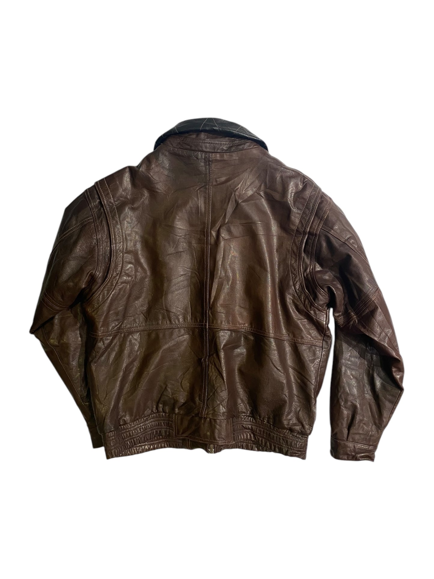 Heavy vintage brown leather jacket