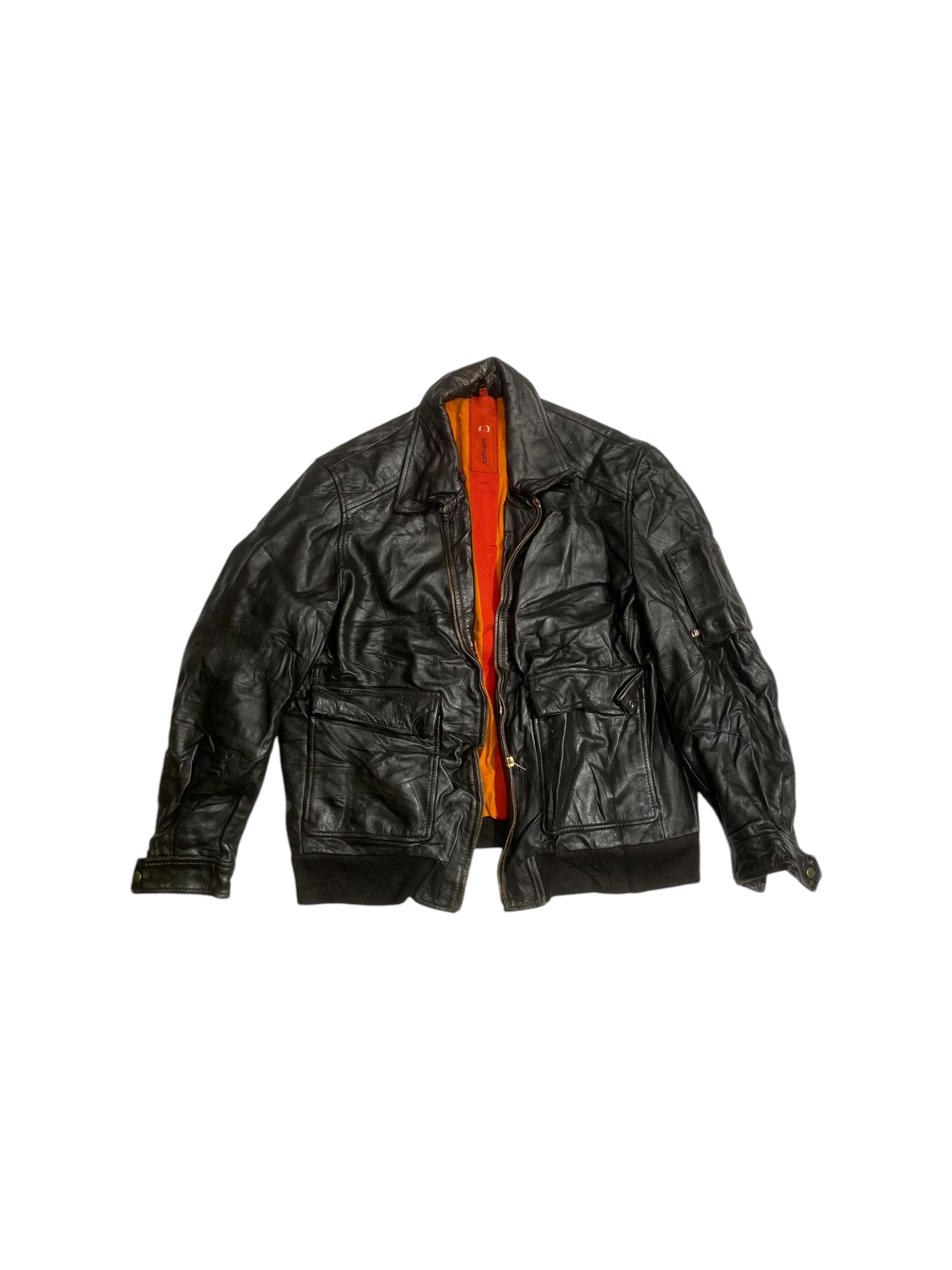 Offset motor leather biker jacket – Яetrospect